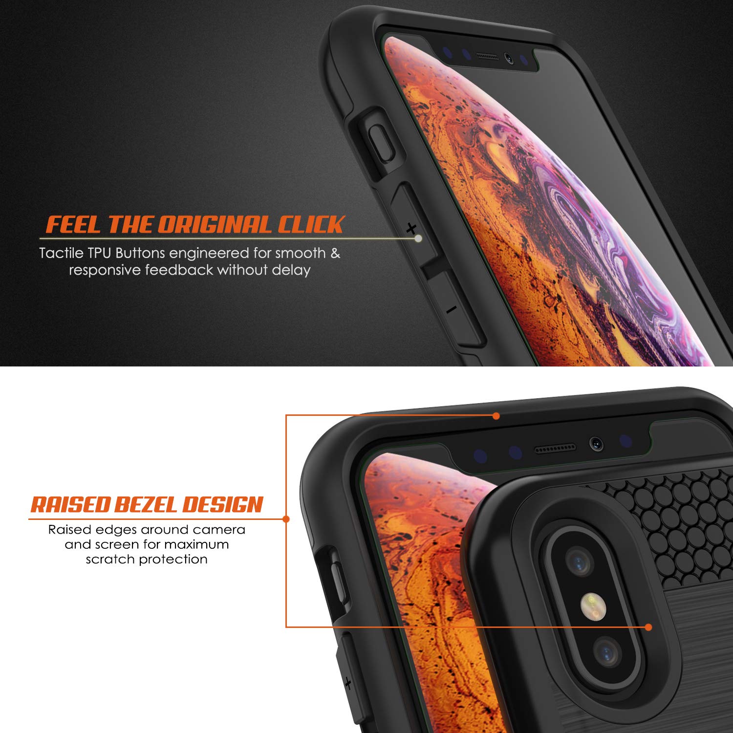 iPhone XS Max Case, PUNKcase [SLOT Series] Slim Fit Dual-Layer Armor Cover [Black]