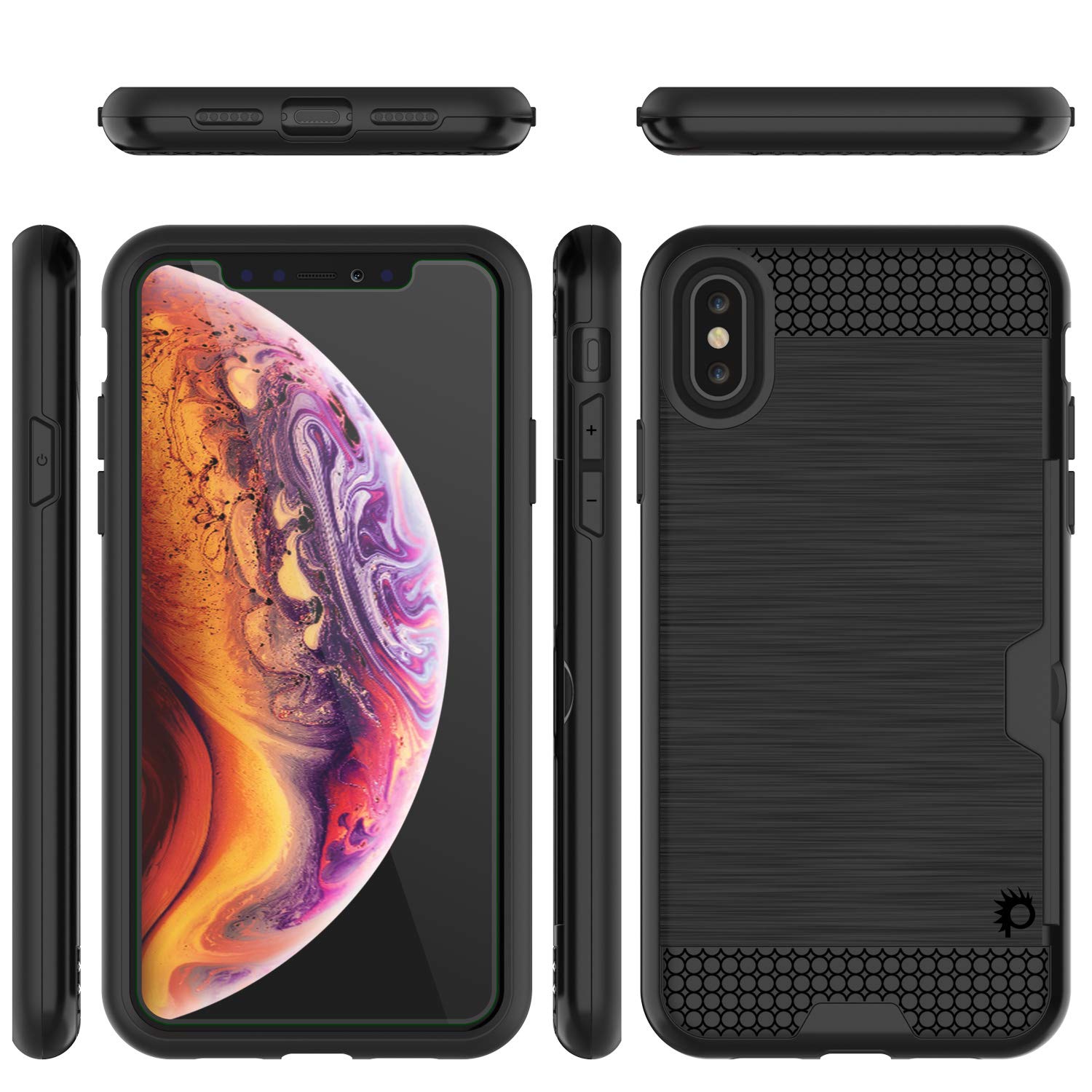 iPhone XS Max Case, PUNKcase [SLOT Series] Slim Fit Dual-Layer Armor Cover [Black]