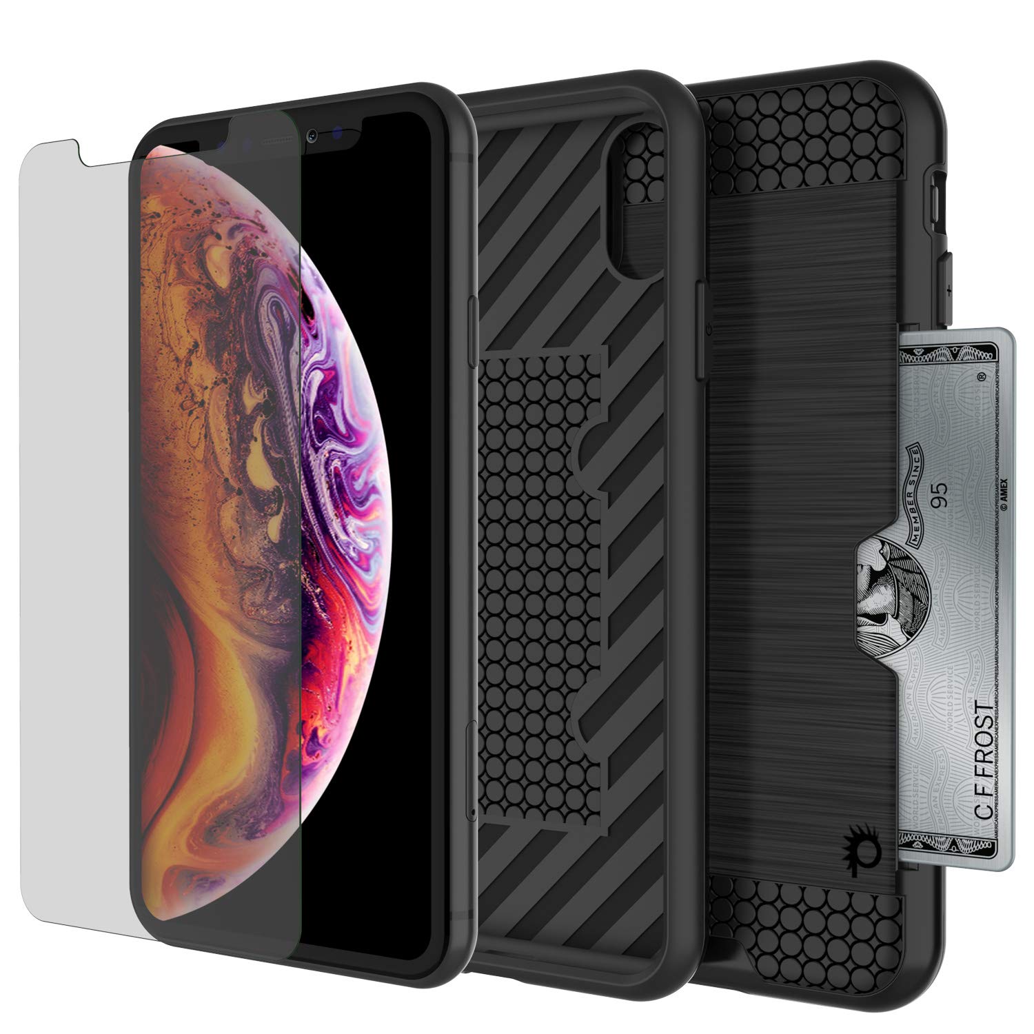 iPhone XS Max Case, PUNKcase [SLOT Series] Slim Fit Dual-Layer Armor Cover [Black]