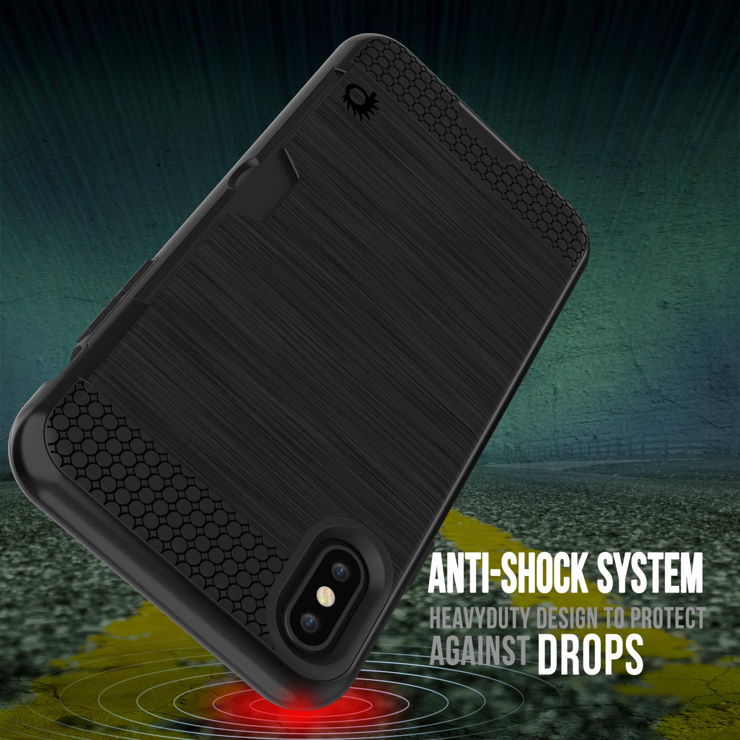 iPhone XS Max Case, PUNKcase [SLOT Series] Slim Fit Dual-Layer Armor Cover [Black]