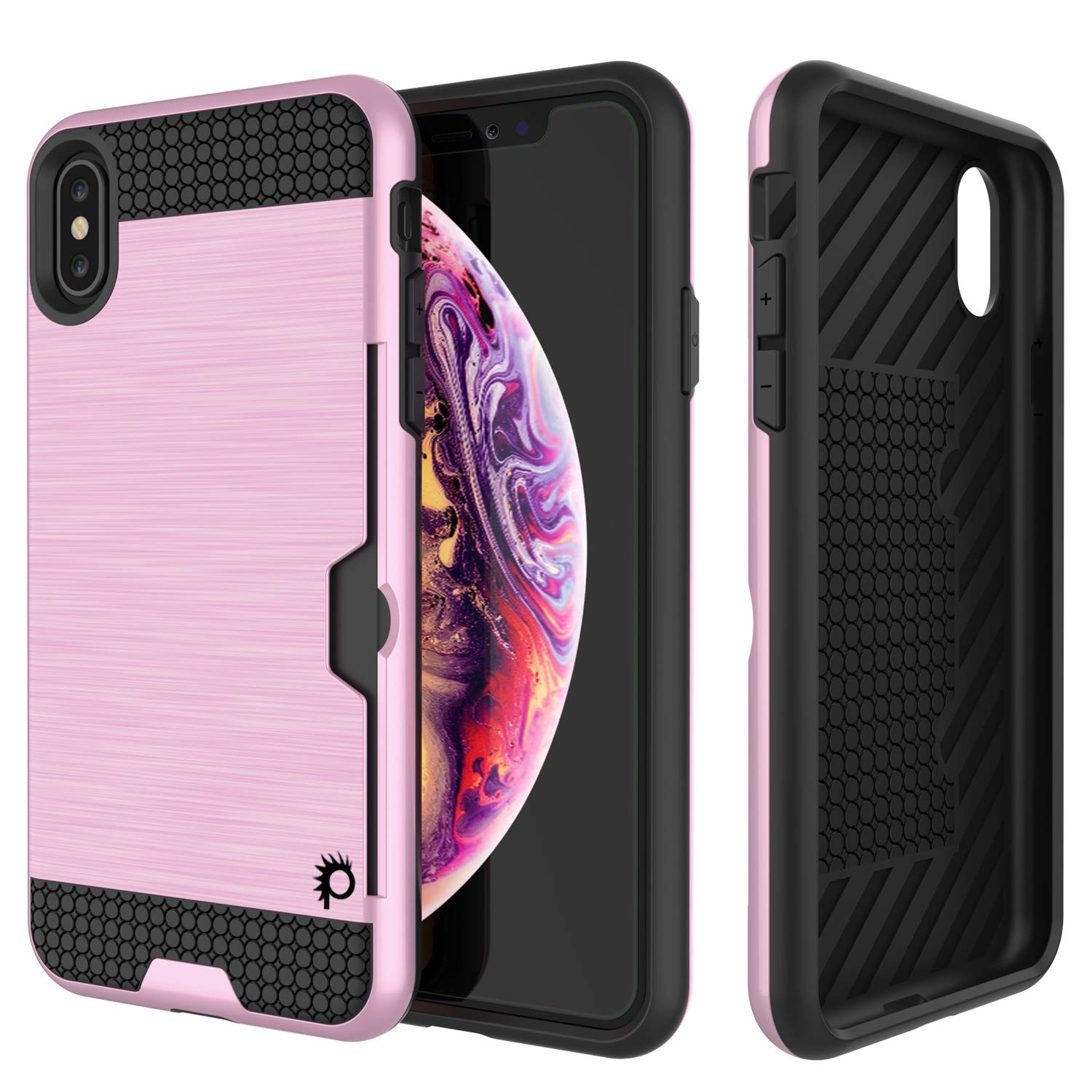 iPhone XS Max Case, PUNKcase [SLOT Series] Slim Fit Dual-Layer Armor Cover [Pink]