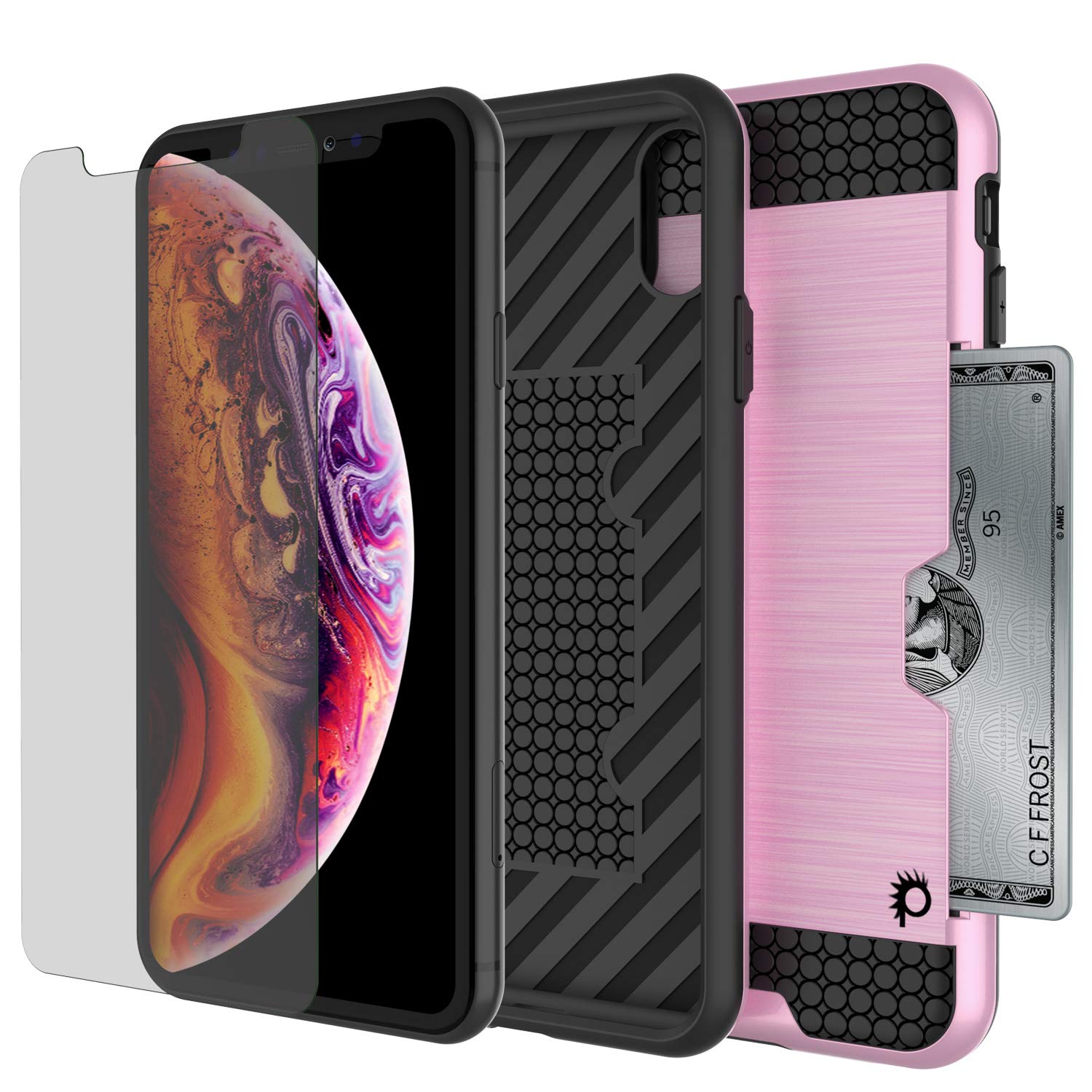 iPhone XS Case, PUNKcase [SLOT Series] Slim Fit Dual-Layer Armor Cover [Pink]