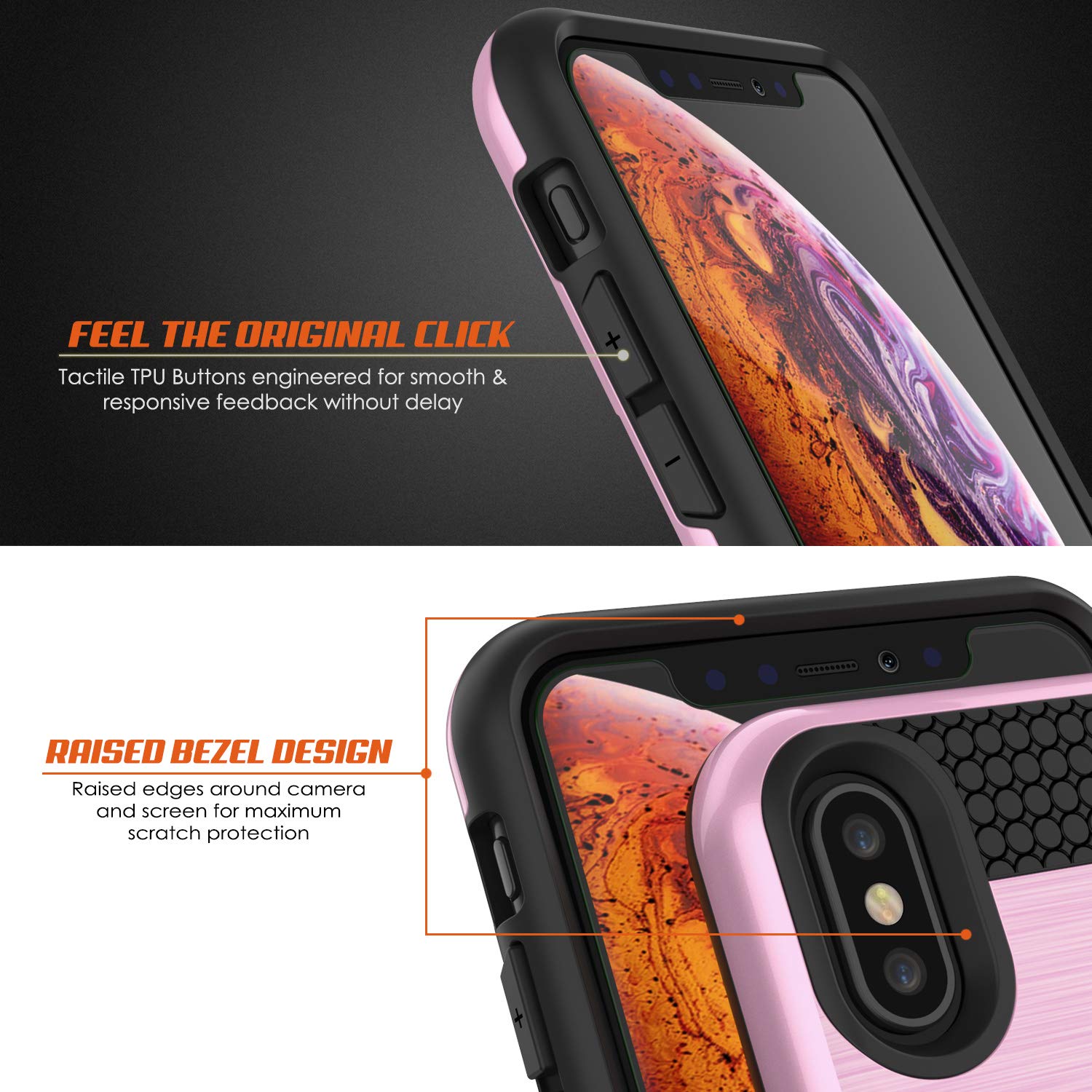 iPhone XS Max Case, PUNKcase [SLOT Series] Slim Fit Dual-Layer Armor Cover [Pink]