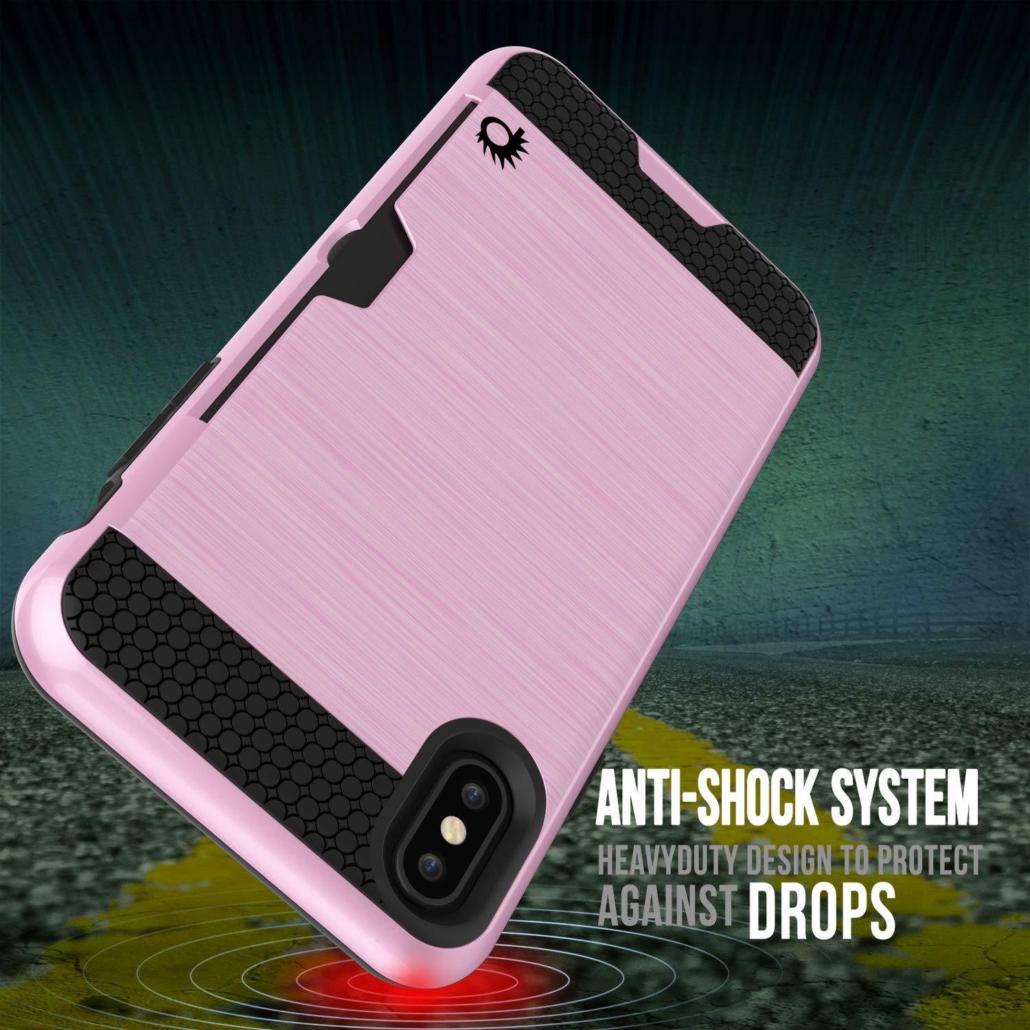 iPhone XS Max Case, PUNKcase [SLOT Series] Slim Fit Dual-Layer Armor Cover [Pink]