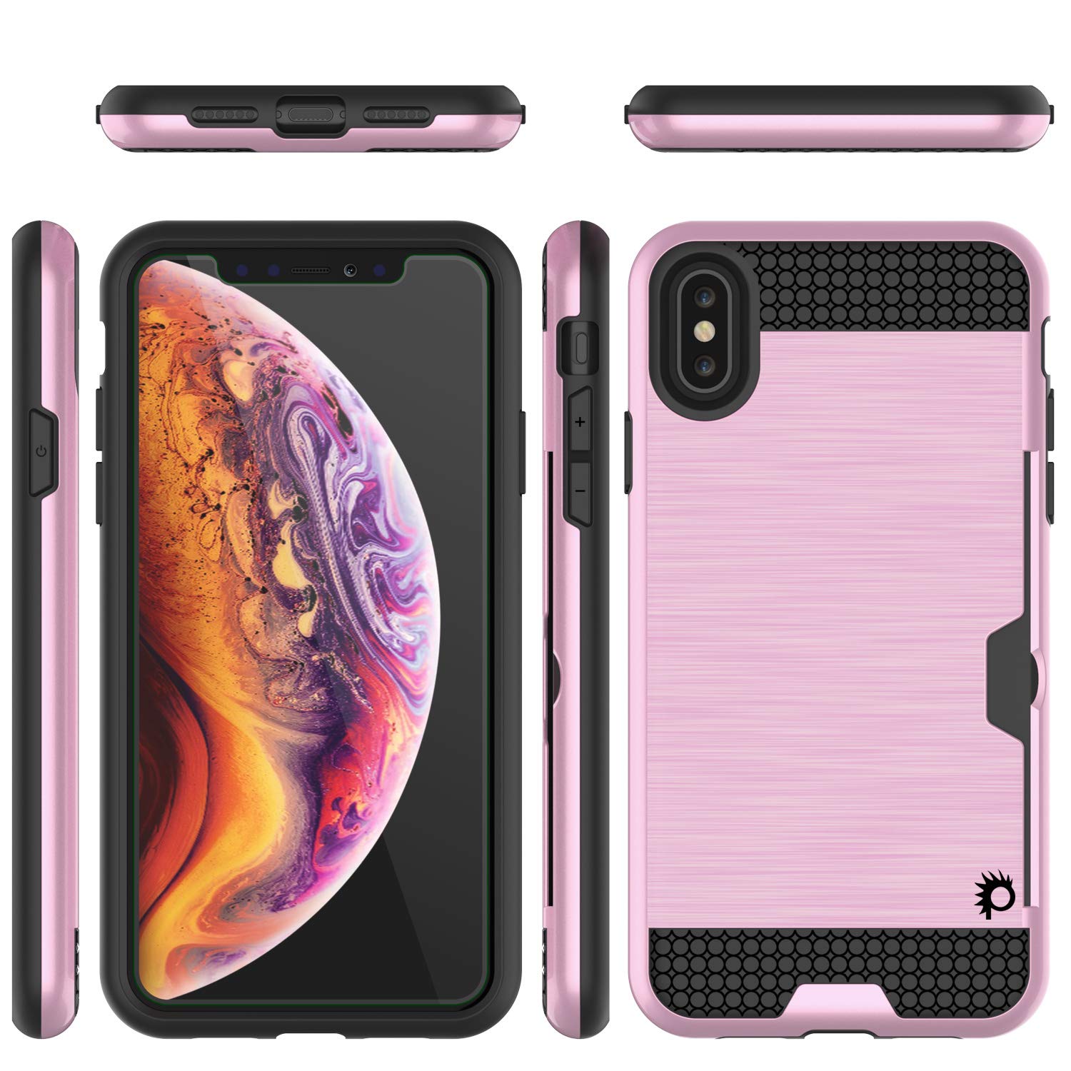 iPhone XS Case, PUNKcase [SLOT Series] Slim Fit Dual-Layer Armor Cover [Pink]
