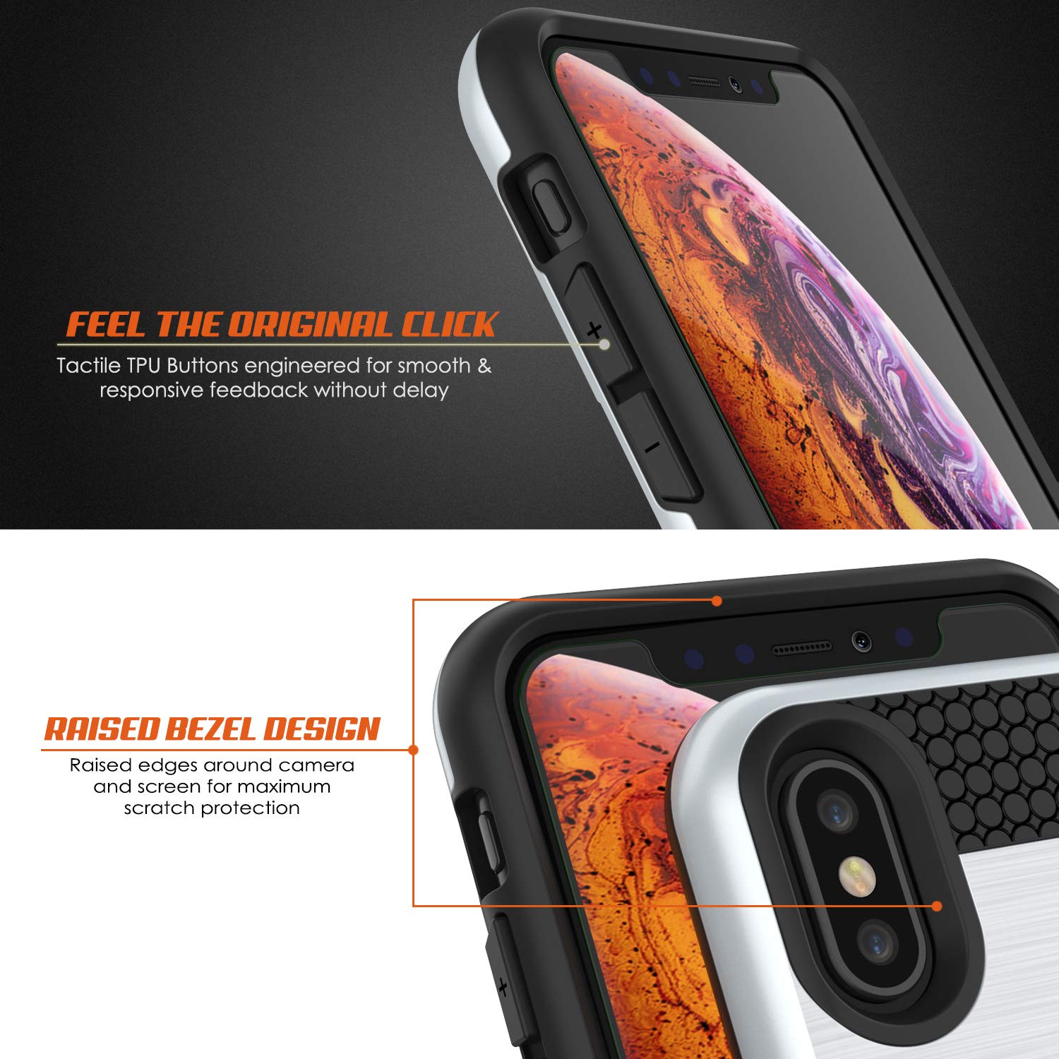 iPhone XS Max Case, PUNKcase [SLOT Series] Slim Fit Dual-Layer Armor Cover [White]