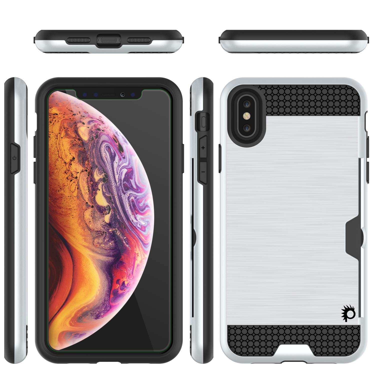 iPhone XS Max Case, PUNKcase [SLOT Series] Slim Fit Dual-Layer Armor Cover [White]