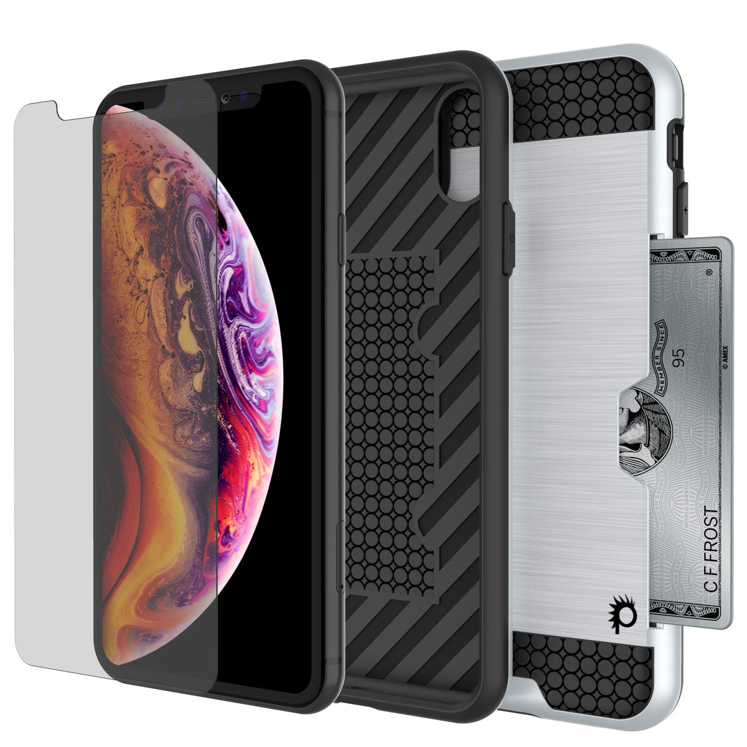 iPhone XS Max Case, PUNKcase [SLOT Series] Slim Fit Dual-Layer Armor Cover [White]