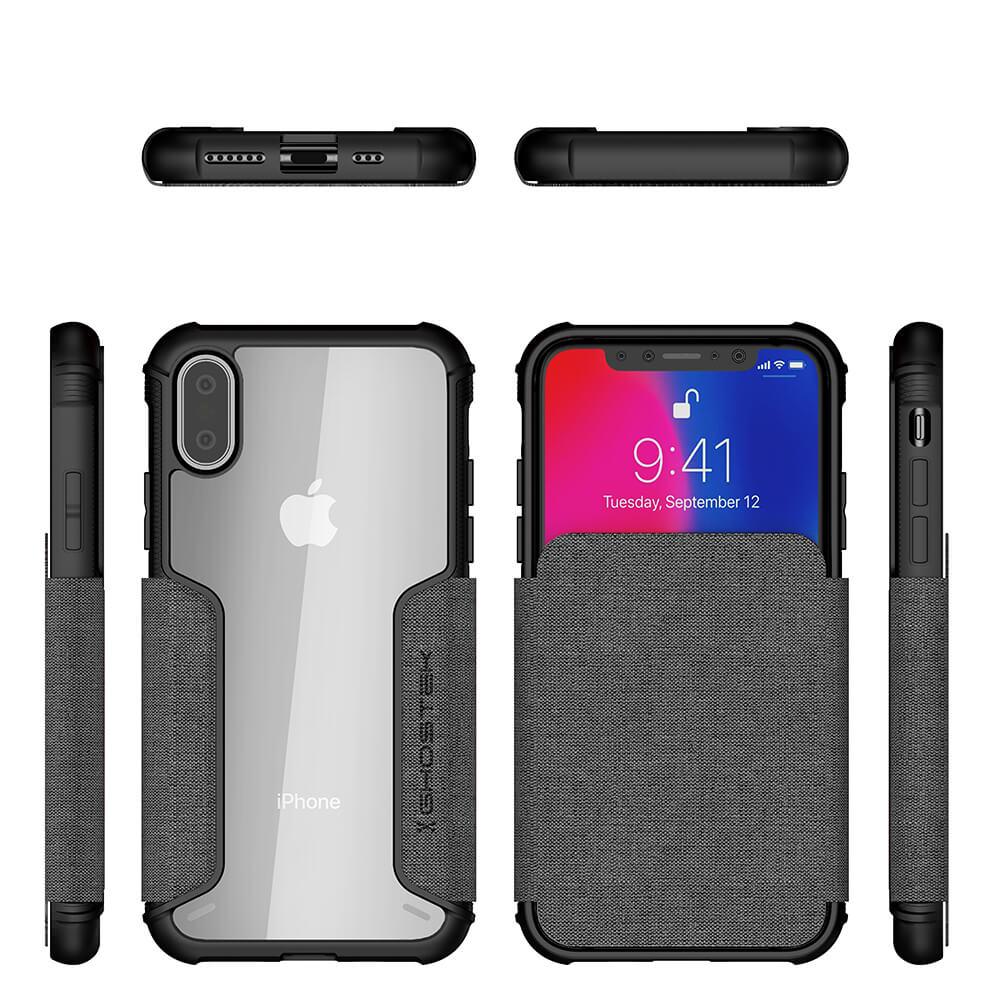 iPhone Xs Max Case, Ghostek Exec 3 Series for iPhone Xs Max / iPhone Pro Protective Wallet Case [Gray]