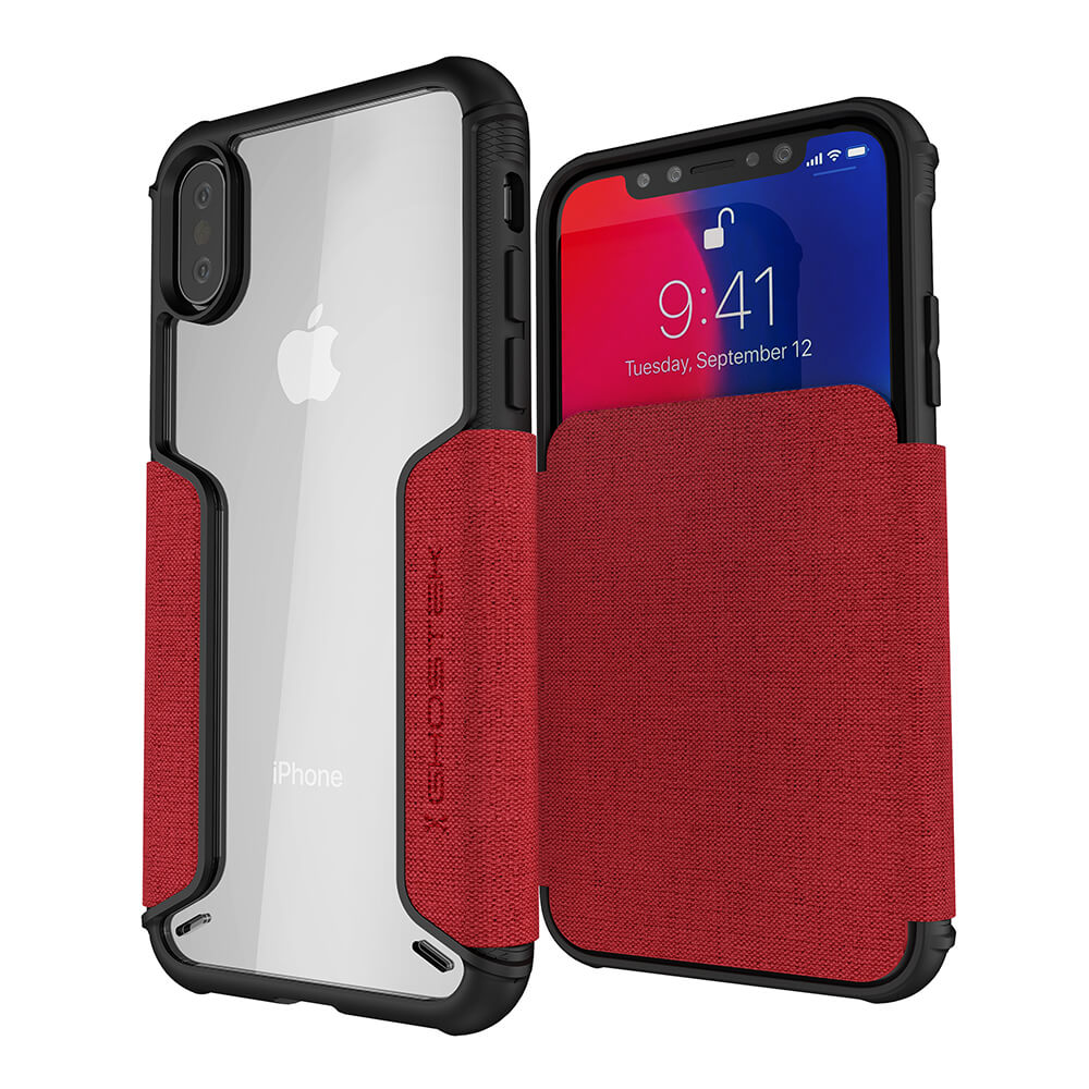 iPhone Xs Case, Ghostek Exec 3 Series for iPhone Xs / iPhone Pro Protective Wallet Case [RED]