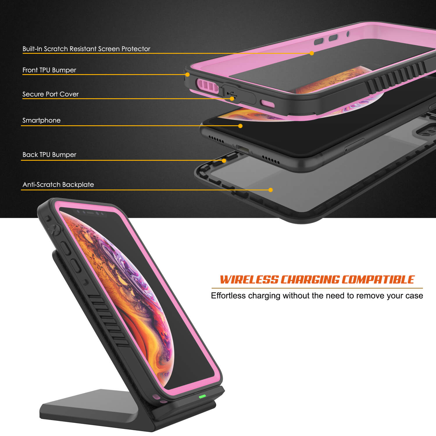 iPhone XS Waterproof Case, Punkcase [Extreme Series] Armor Cover W/ Built In Screen Protector [Pink]