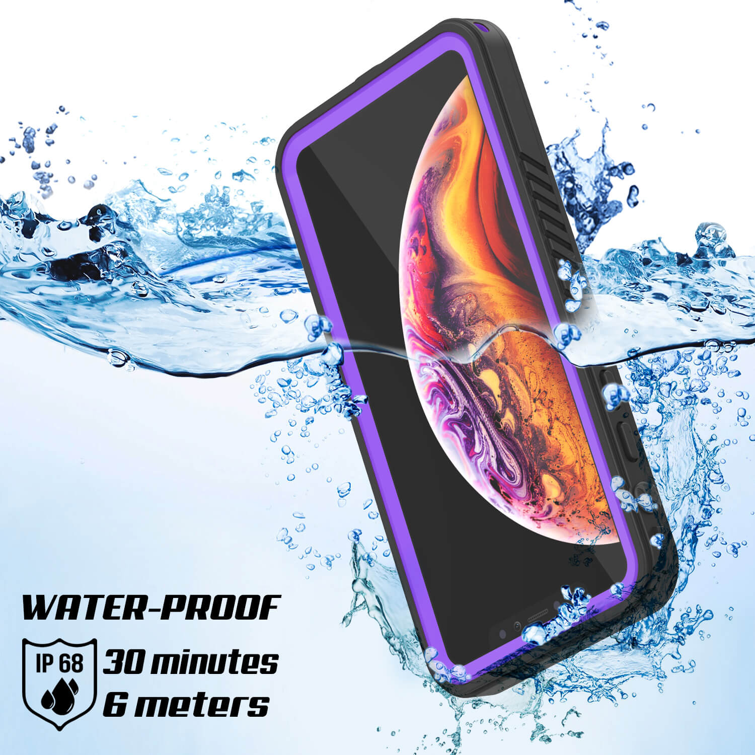 iPhone XS Waterproof Case, Punkcase [Extreme Series] Armor Cover W/ Built In Screen Protector [Purple]