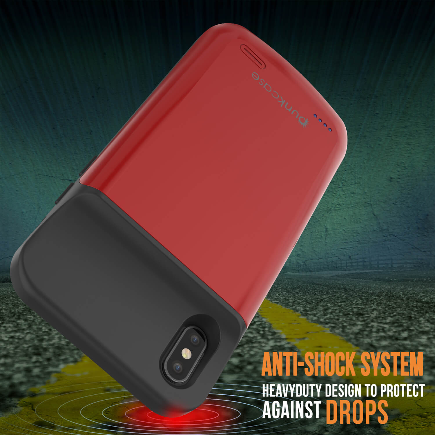 iphone XS Max Battery Case, PunkJuice 5000mAH Fast Charging Power Bank W/ Screen Protector | [Red]