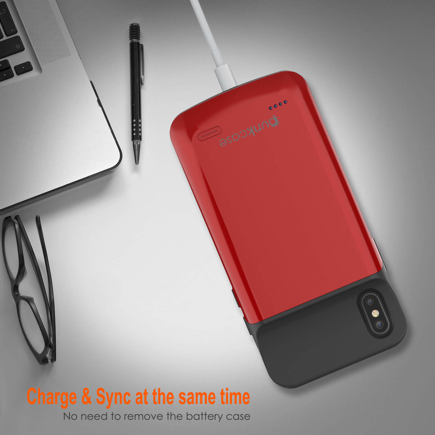 iphone XS Max Battery Case, PunkJuice 5000mAH Fast Charging Power Bank W/ Screen Protector | [Red]