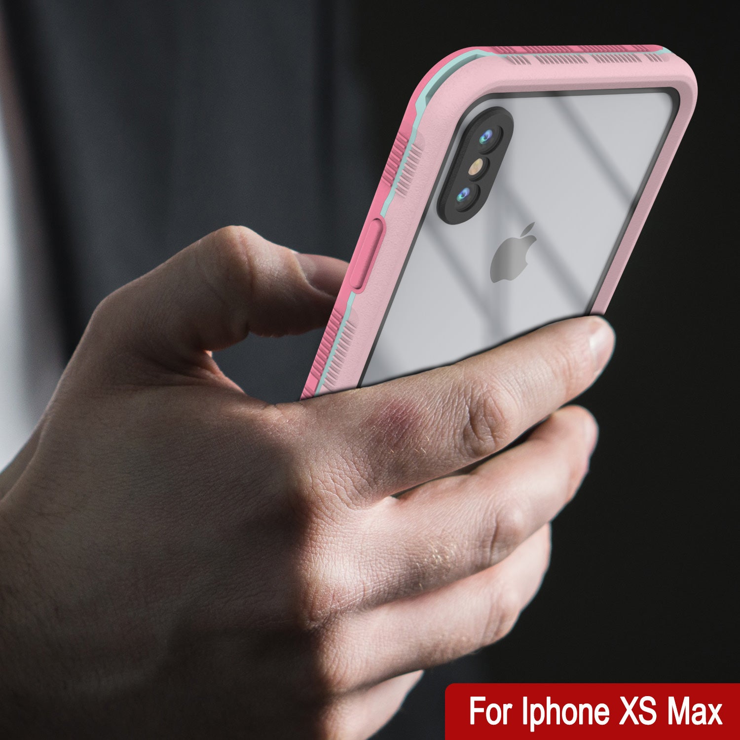 Punkcase iPhone XS Max Waterproof Case [Aqua Series] Armor Cover [Clear Pink] [Clear Back]