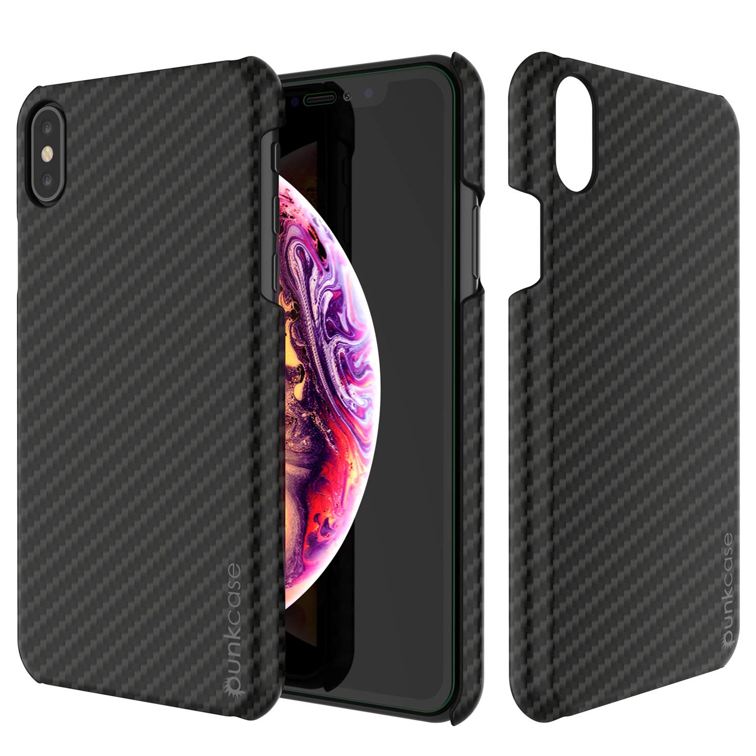iPhone XS Max Case, Punkcase CarbonShield, Heavy Duty & Ultra Thin 2 Piece Dual Layer [shockproof]