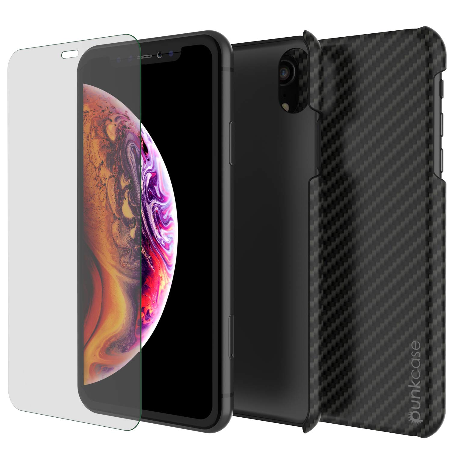 iPhone XS Max Case, Punkcase CarbonShield, Heavy Duty & Ultra Thin 2 Piece Dual Layer [shockproof]