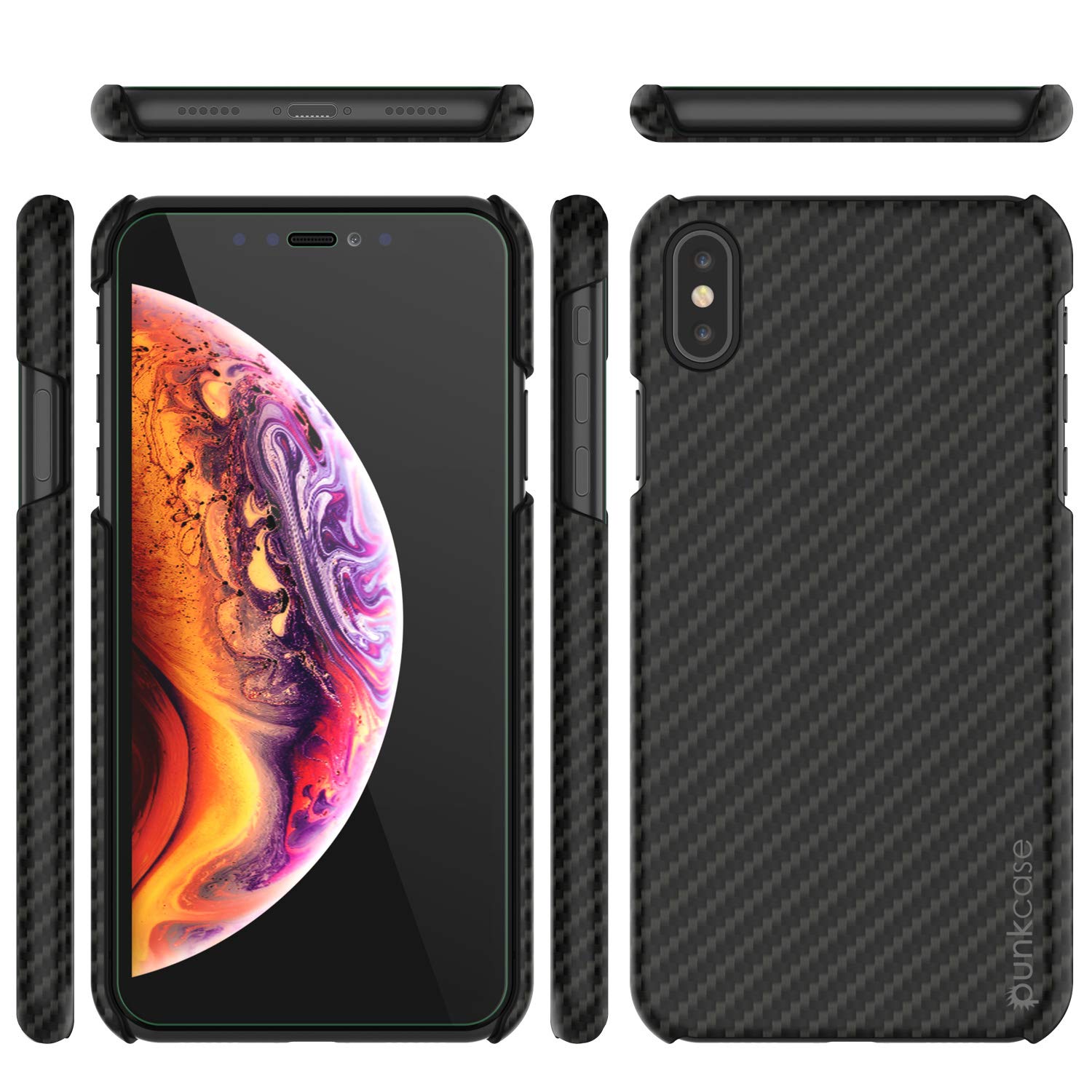 iPhone XS Max Case, Punkcase CarbonShield, Heavy Duty & Ultra Thin 2 Piece Dual Layer [shockproof]