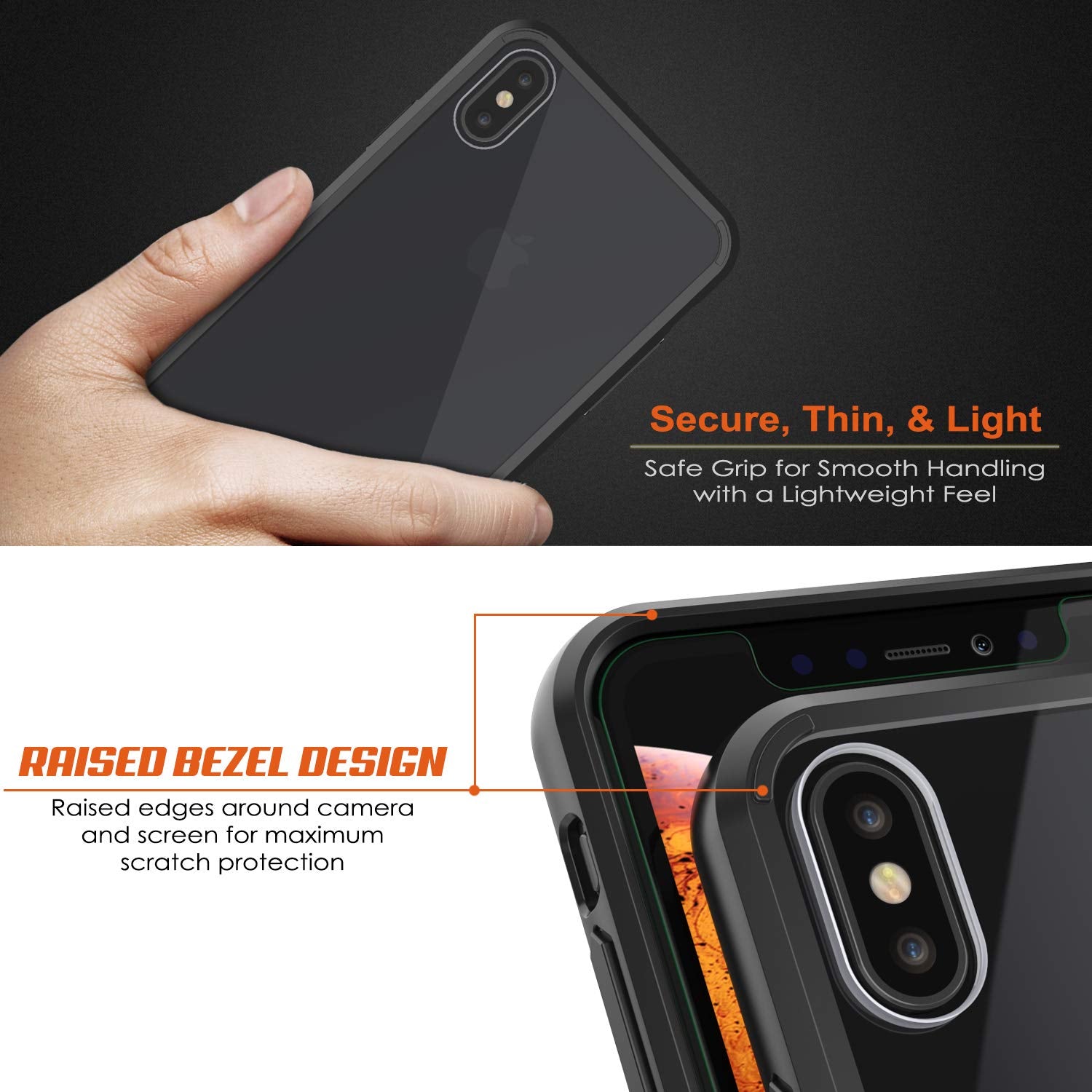 iPhone XS Max Case, PUNKcase [Lucid 2.0 Series] [Slim Fit] Armor Cover [Black]