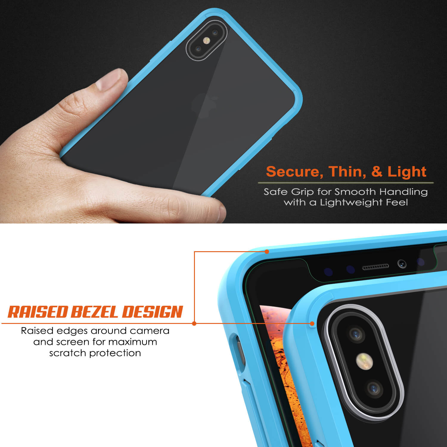 iPhone XS Max Case, PUNKcase [Lucid 2.0 Series] [Slim Fit] Armor Cover [Light-Blue]