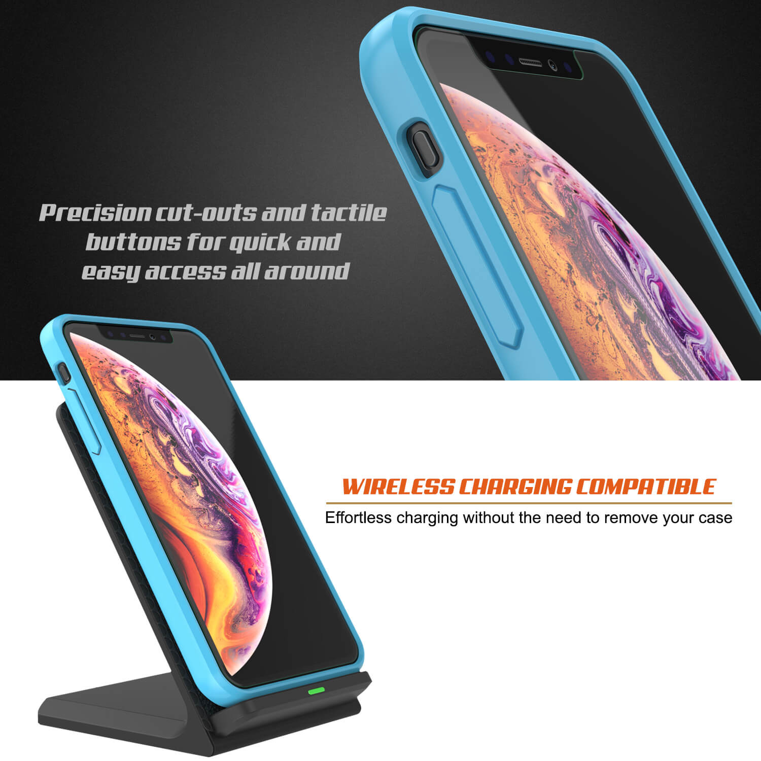 iPhone XS Max Case, PUNKcase [Lucid 2.0 Series] [Slim Fit] Armor Cover [Light-Blue]