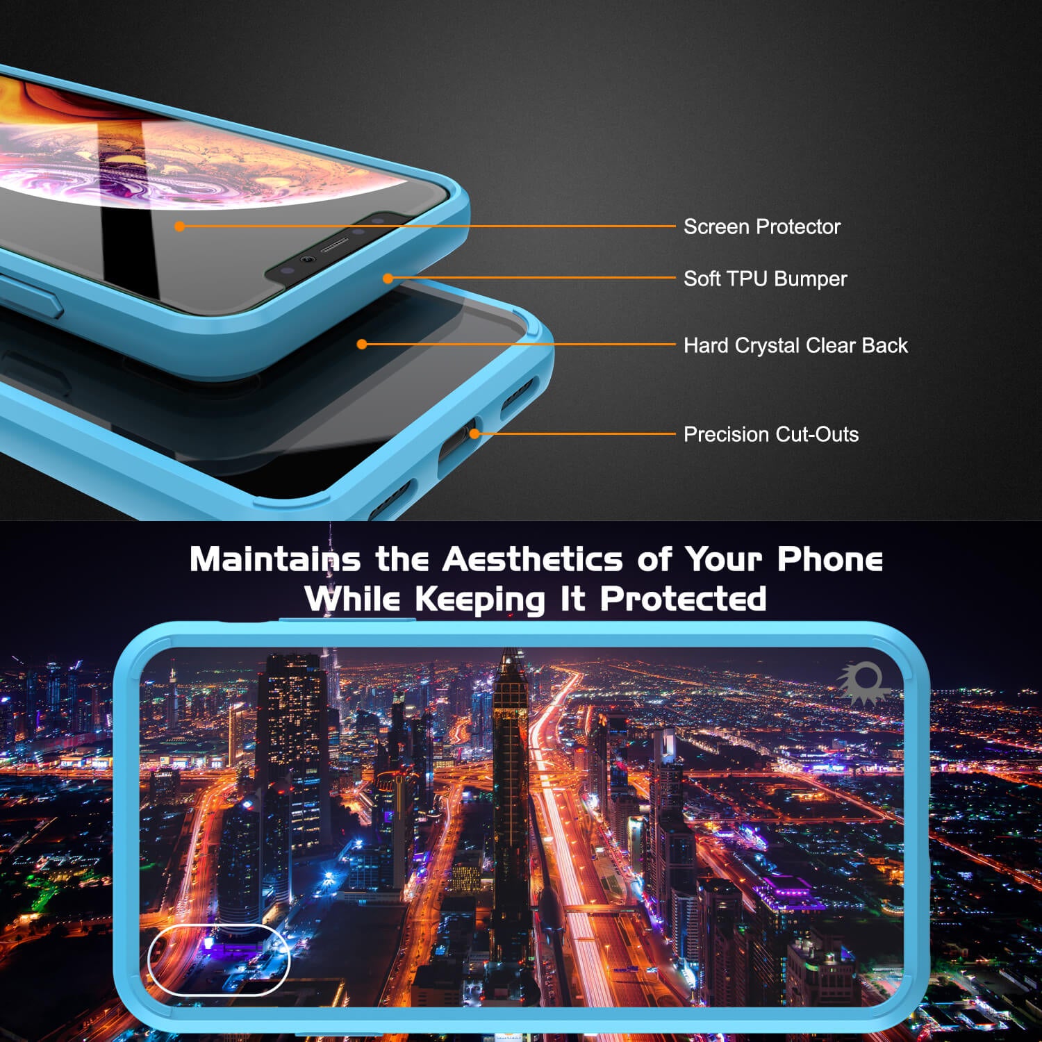 iPhone XS Max Case, PUNKcase [Lucid 2.0 Series] [Slim Fit] Armor Cover [Light-Blue]