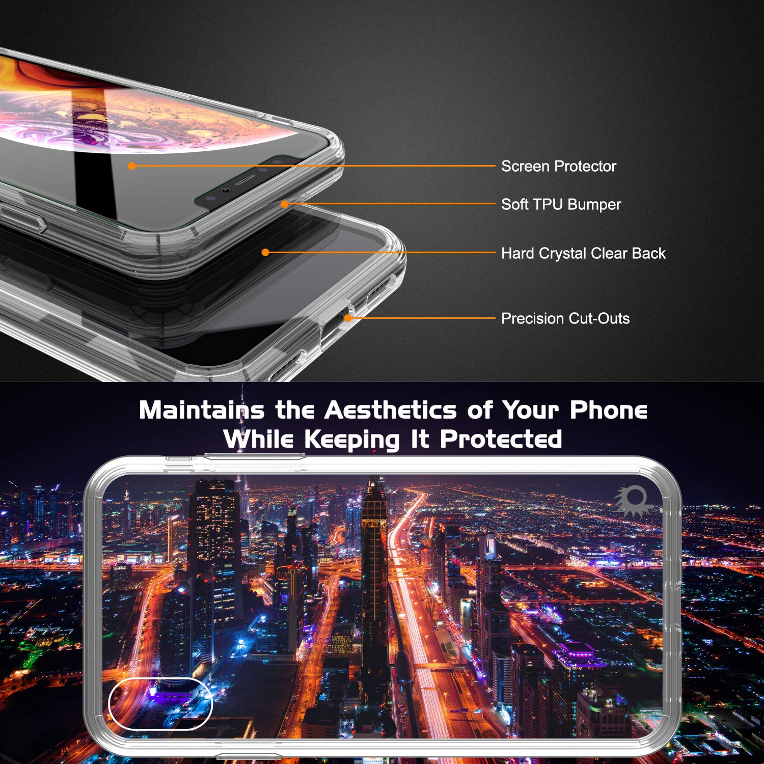 iPhone XS Max Case, PUNKcase [Lucid 2.0 Series] [Slim Fit] Armor Cover [Clear]