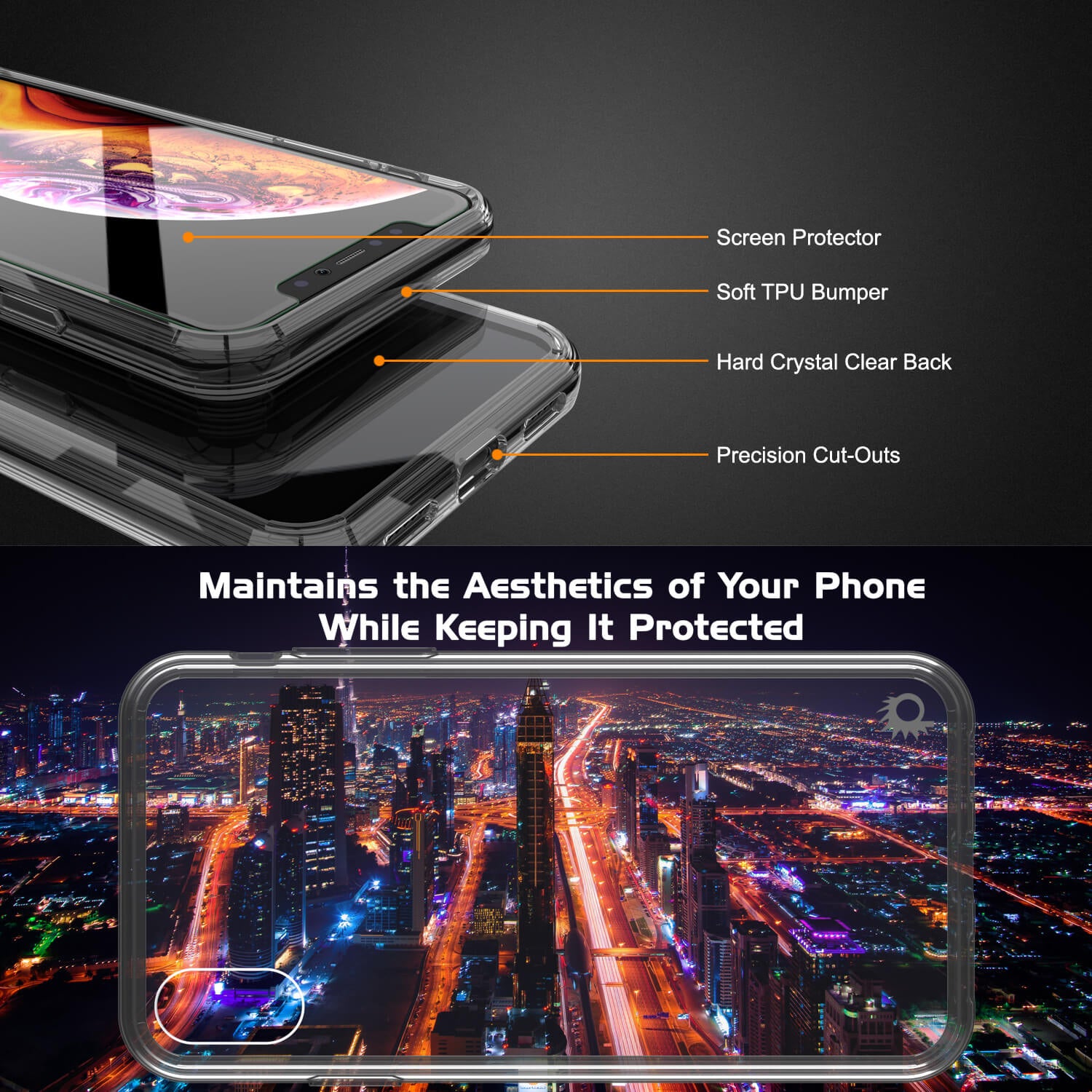 iPhone XS Max Case, PUNKcase [Lucid 2.0 Series] [Slim Fit] Armor Cover [Crystal-Black]