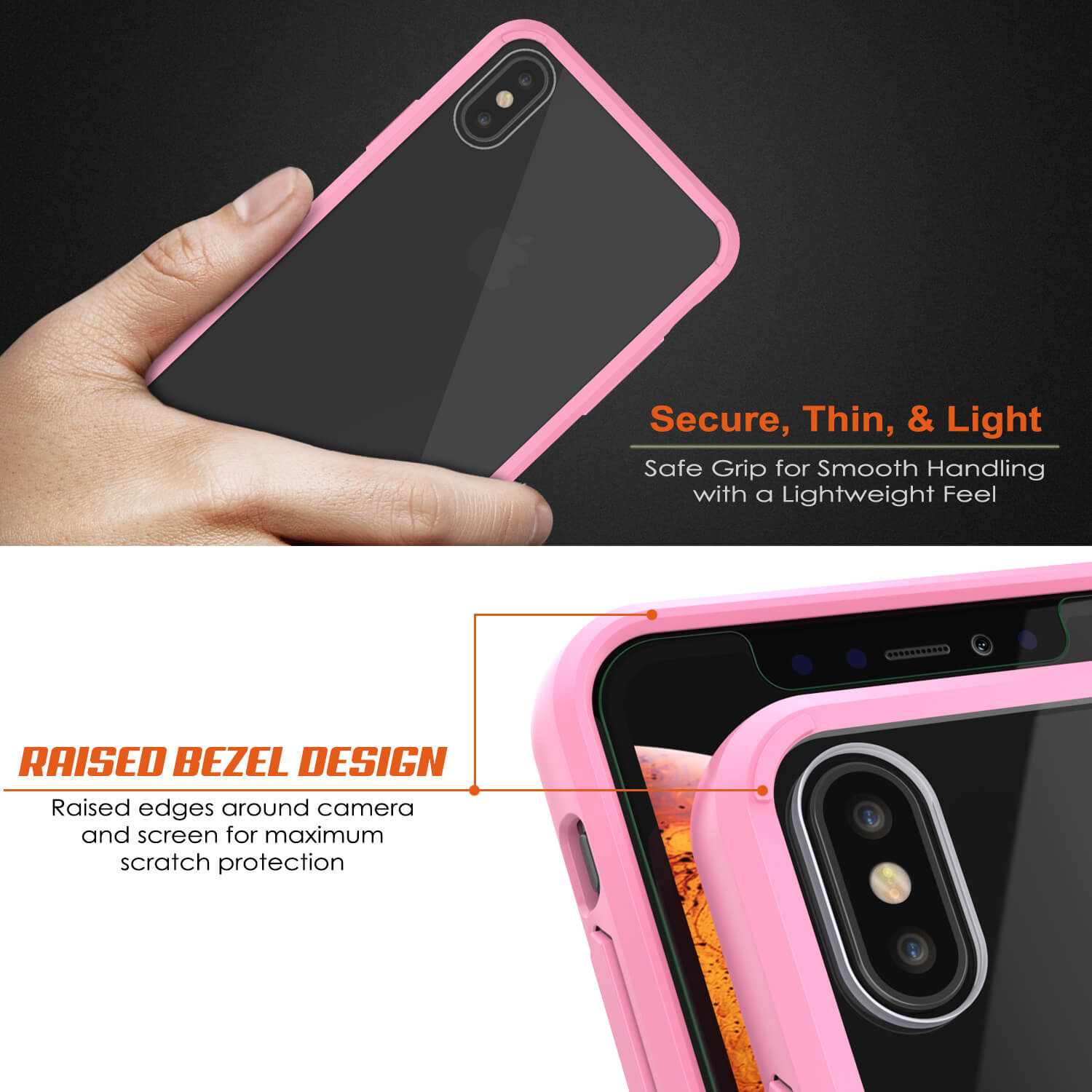 iPhone XS Max Case, PUNKcase [Lucid 2.0 Series] [Slim Fit] Armor Cover [Pink]