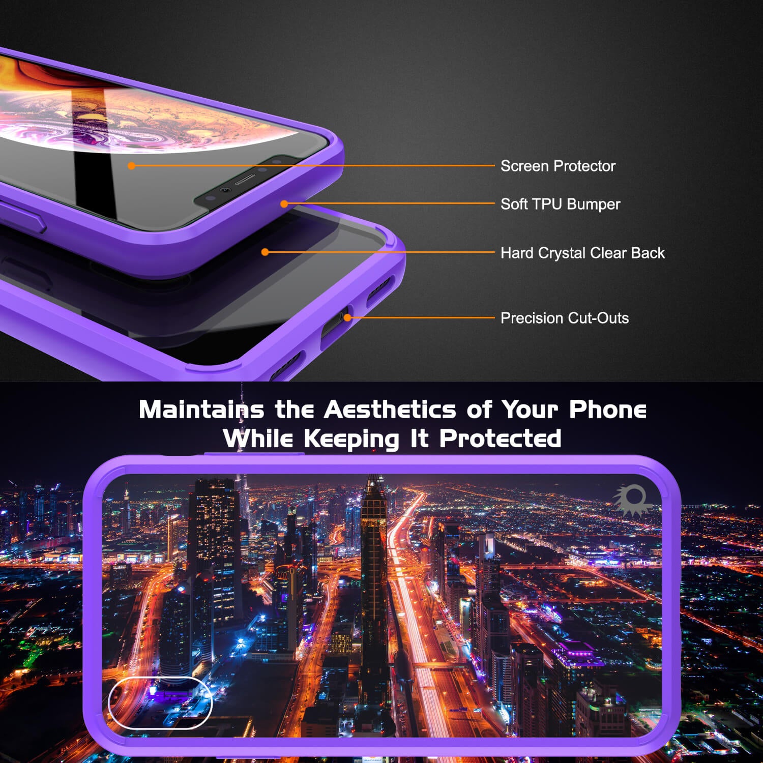 iPhone XS Max Case, PUNKcase [Lucid 2.0 Series] [Slim Fit] Armor Cover [Purple]