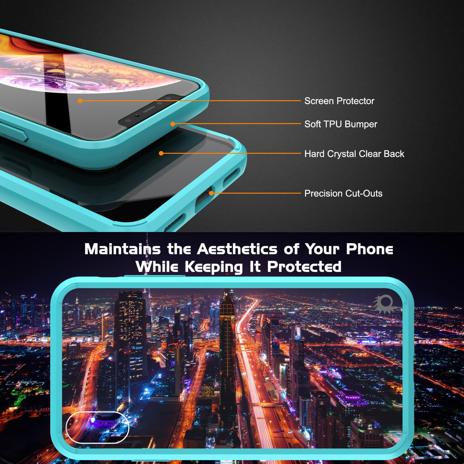 iPhone XS Max Case, PUNKcase [Lucid 2.0 Series] [Slim Fit] Armor Cover [Teal]