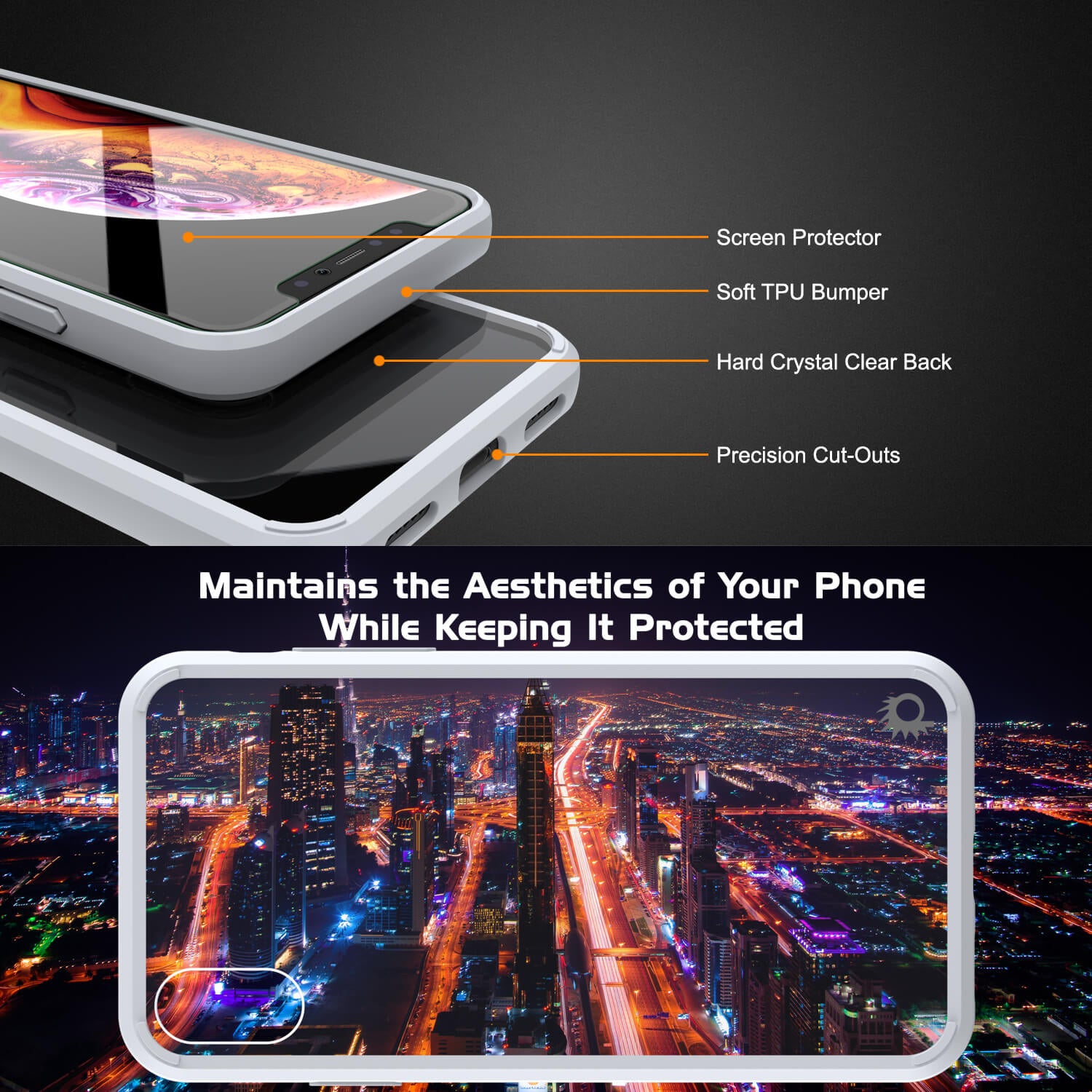 iPhone XS Max Case, PUNKcase [Lucid 2.0 Series] [Slim Fit] Armor Cover [White]
