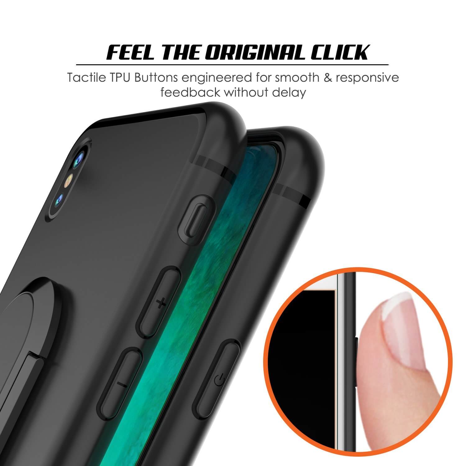 iPhone XS Max Case, Punkcase Magnetix Protective TPU Cover W/ Kickstand, Tempered Glass Screen Protector [Black]
