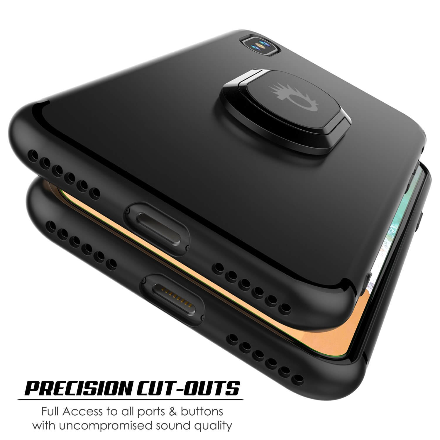 iPhone XS Max Case, Punkcase Magnetix Protective TPU Cover W/ Kickstand, Tempered Glass Screen Protector [Black]