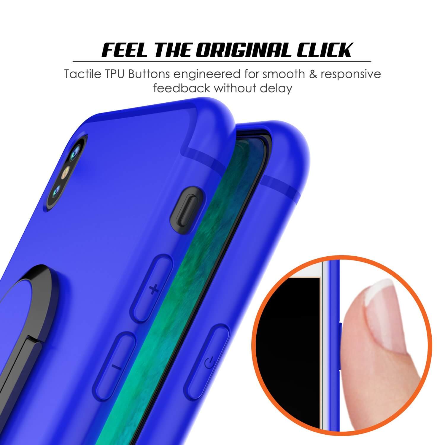 iPhone XS Max Case, Punkcase Magnetix Protective TPU Cover W/ Kickstand, Tempered Glass Screen Protector [Blue]