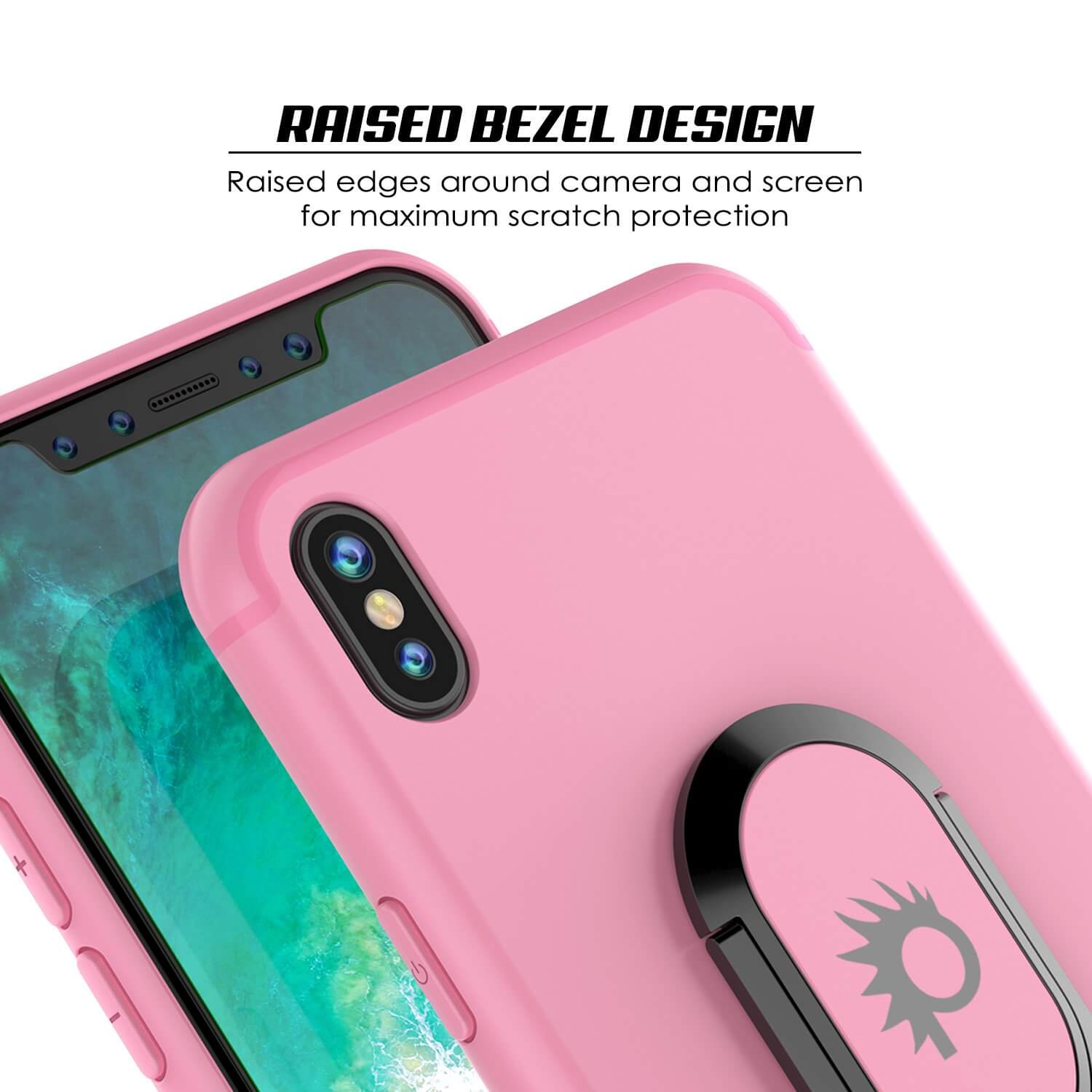 iPhone XS Max Case, Punkcase Magnetix Protective TPU Cover W/ Kickstand, Tempered Glass Screen Protector [Pink]