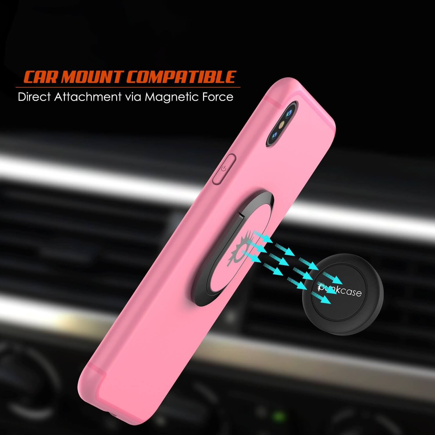 iPhone XS Max Case, Punkcase Magnetix Protective TPU Cover W/ Kickstand, Tempered Glass Screen Protector [Pink]