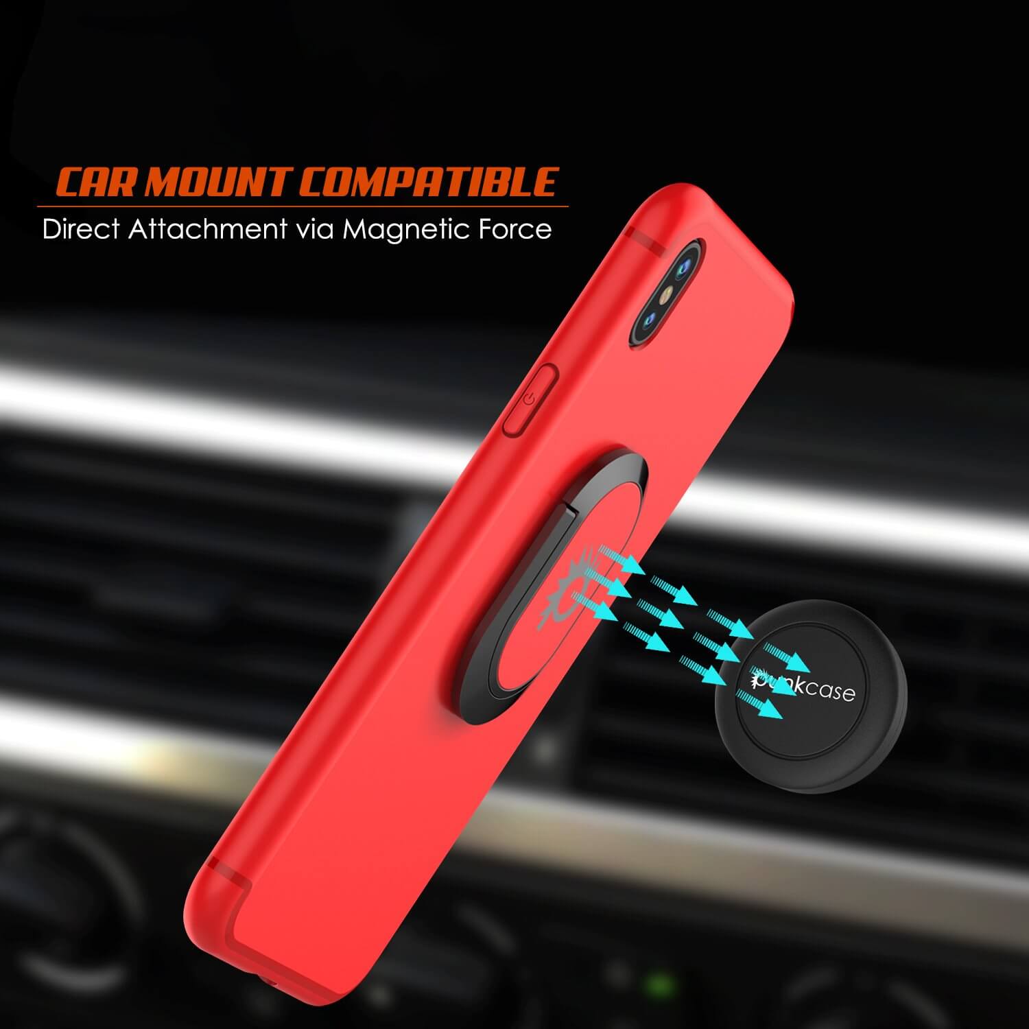 iPhone XS Max Case, Punkcase Magnetix Protective TPU Cover W/ Kickstand, Tempered Glass Screen Protector [Red]