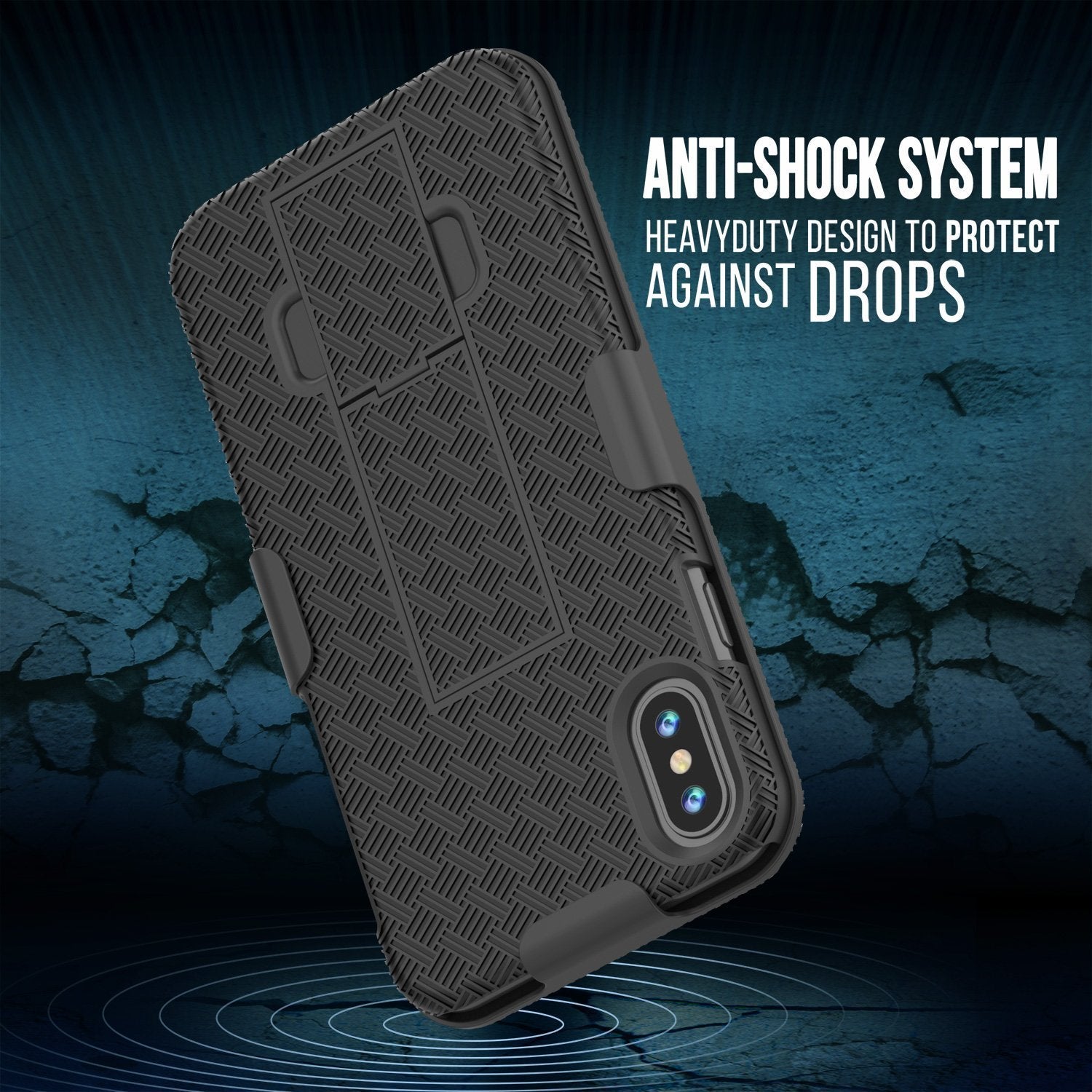 Punkcase iPhone XS Case With Tempered Glass Screen Protector, Holster Belt Clip & Built-In Kickstand [Black]