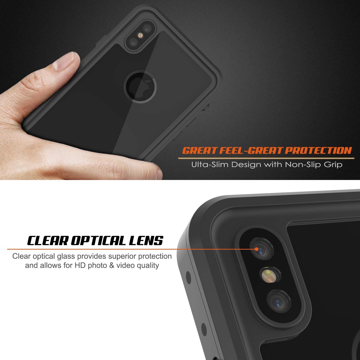 iPhone XS Max Waterproof IP68 Case, Punkcase [Clear] [StudStar Series] [Slim Fit] [Dirtproof]