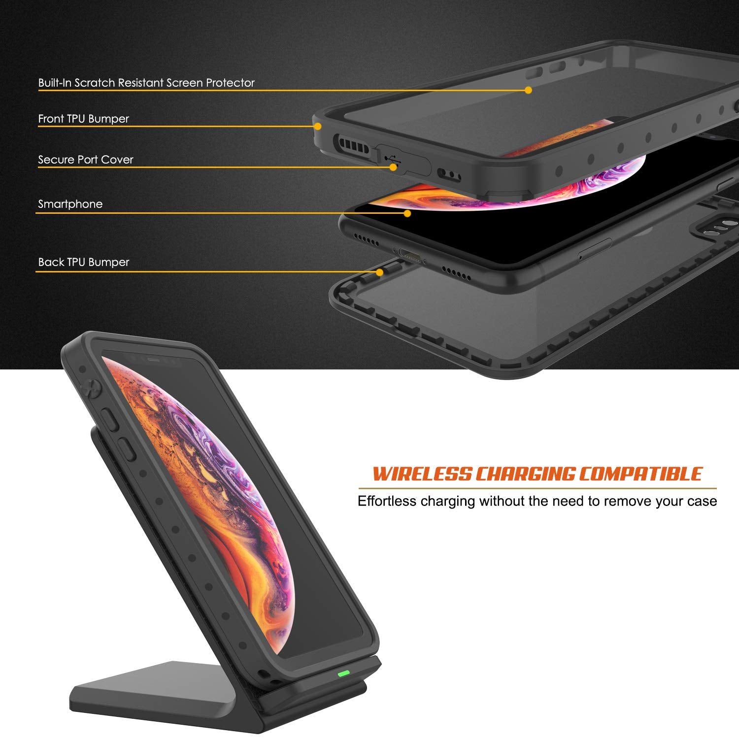 iPhone XS Max Waterproof IP68 Case, Punkcase [Clear] [StudStar Series] [Slim Fit] [Dirtproof]