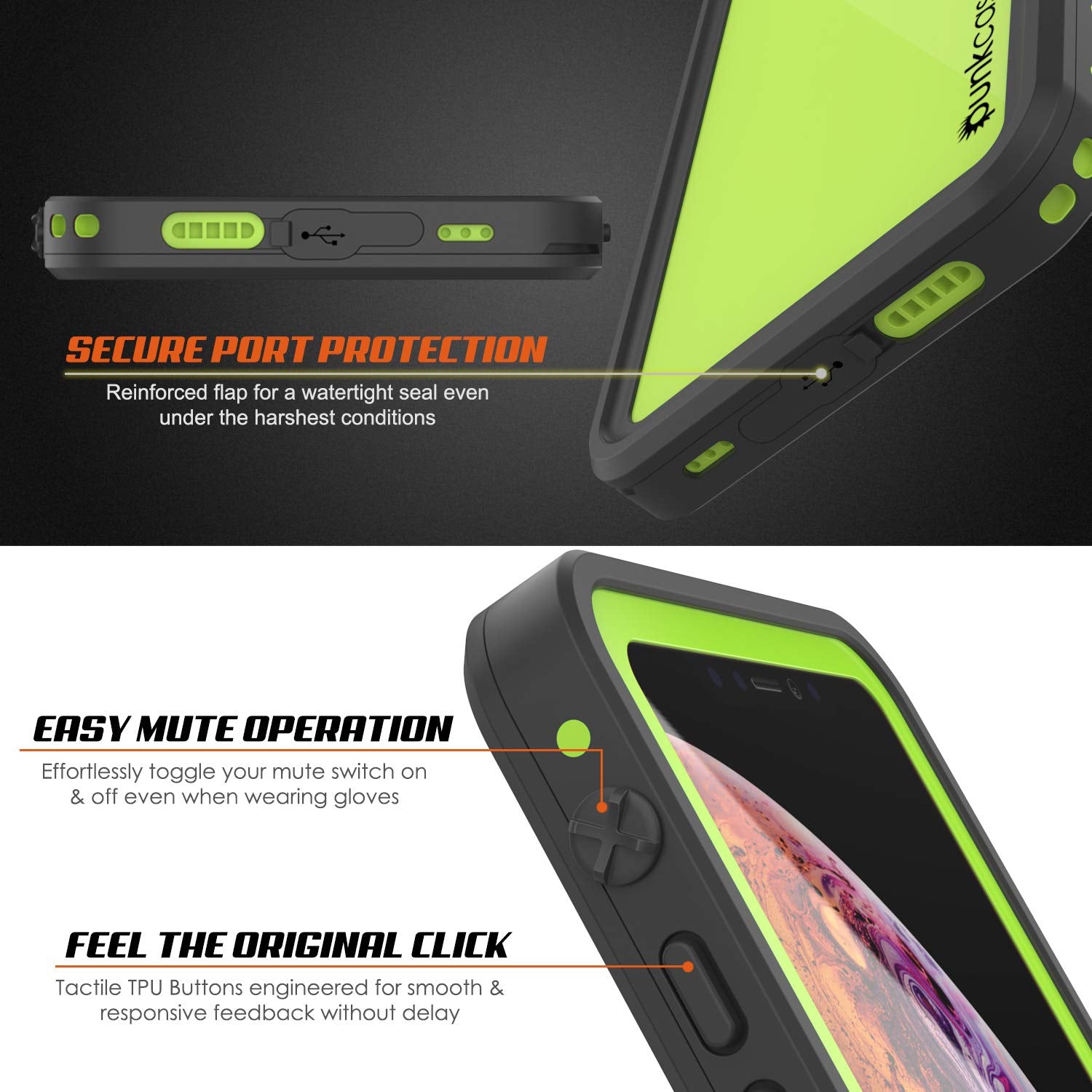 iPhone XS Max Waterproof IP68 Case, Punkcase [Light green] [StudStar Series] [Slim Fit] [Dirtproof]