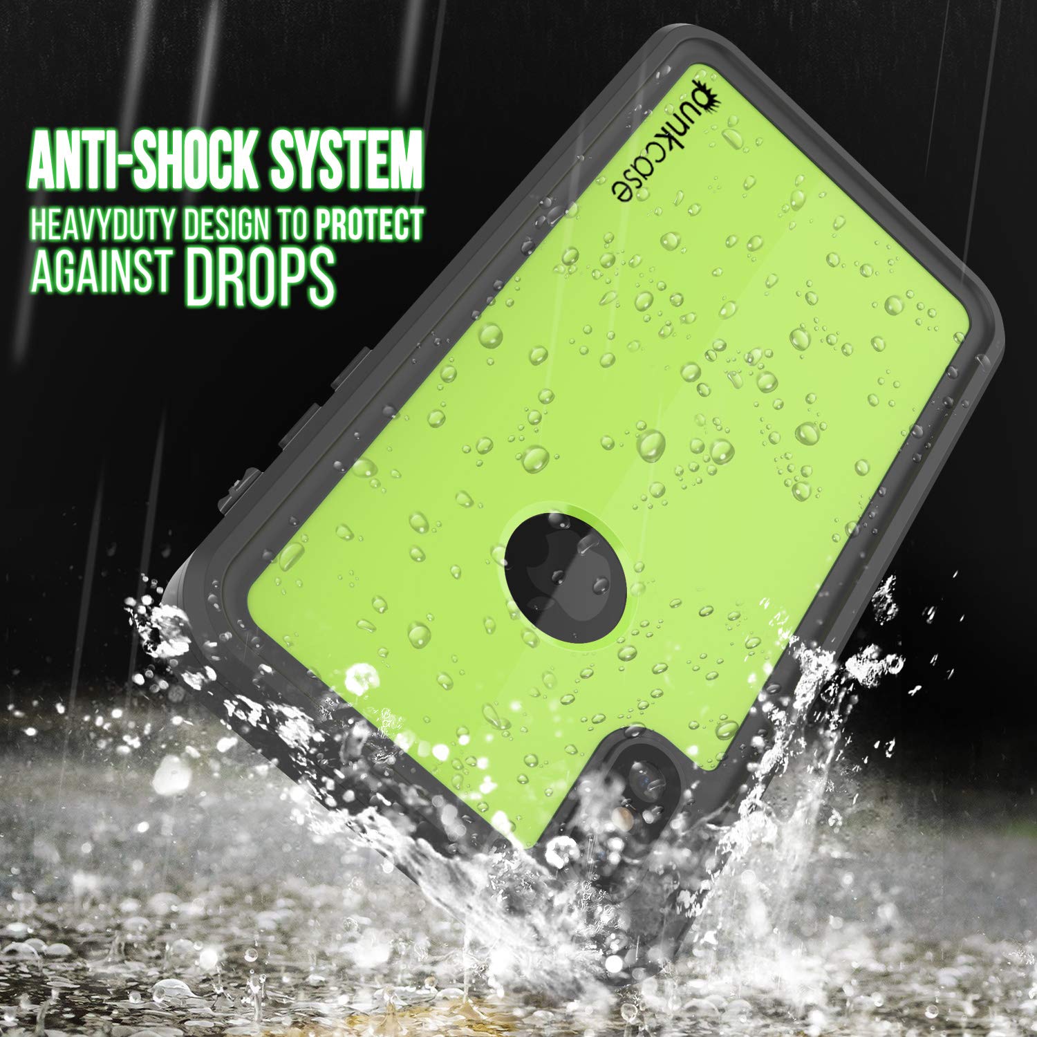 iPhone XS Max Waterproof IP68 Case, Punkcase [Light green] [StudStar Series] [Slim Fit] [Dirtproof]
