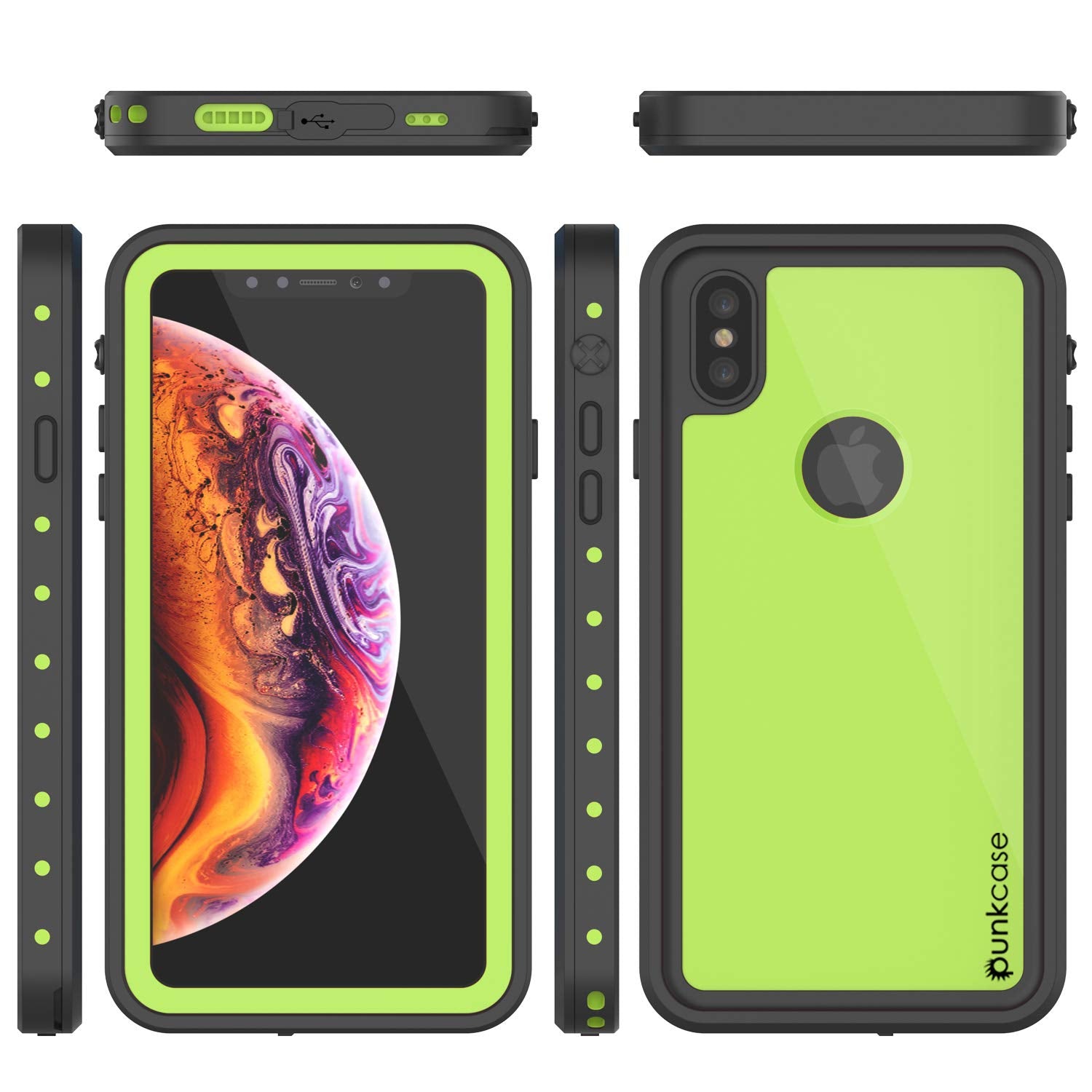 iPhone XS Max Waterproof IP68 Case, Punkcase [Light green] [StudStar Series] [Slim Fit] [Dirtproof]