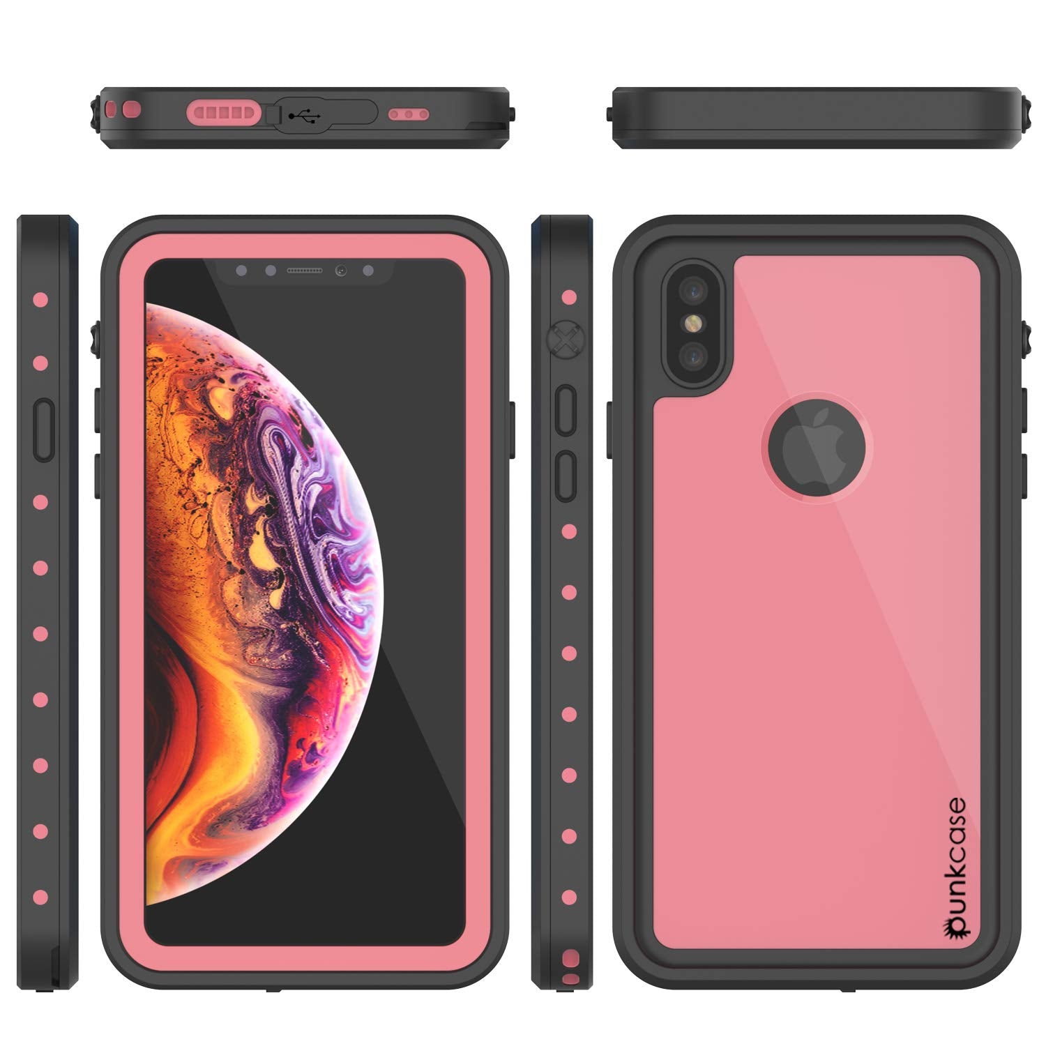 iPhone XS Max Waterproof IP68 Case, Punkcase [Pink] [StudStar Series] [Slim Fit] [Dirtproof]