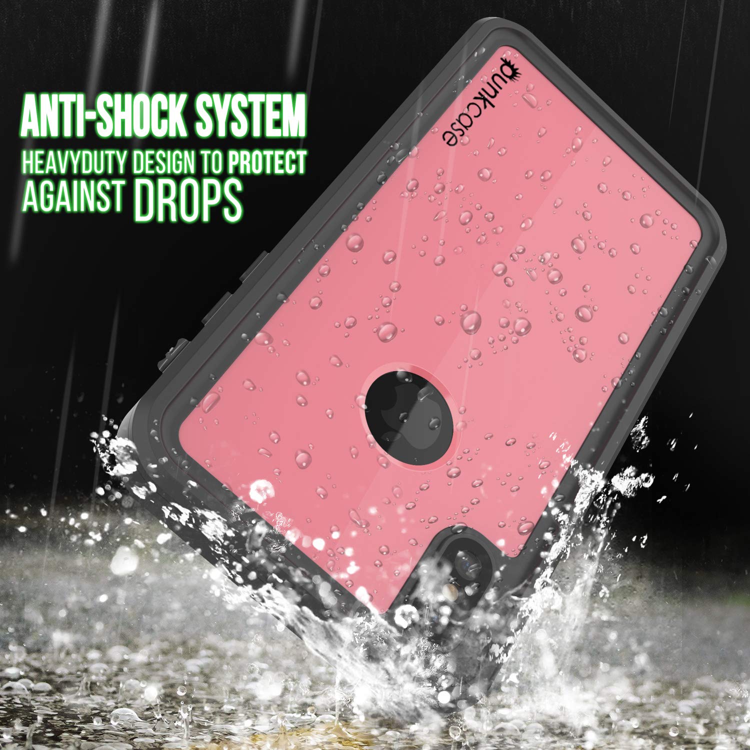 iPhone XS Max Waterproof IP68 Case, Punkcase [Pink] [StudStar Series] [Slim Fit] [Dirtproof]