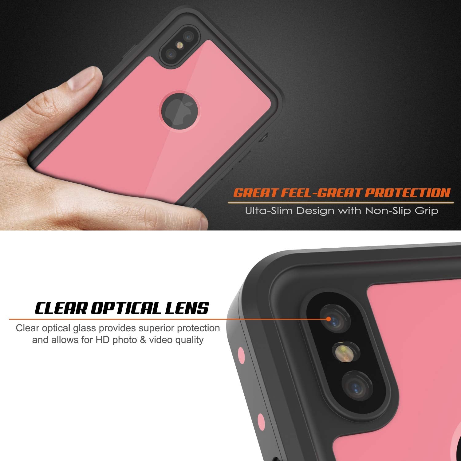 iPhone XS Max Waterproof IP68 Case, Punkcase [Pink] [StudStar Series] [Slim Fit] [Dirtproof]