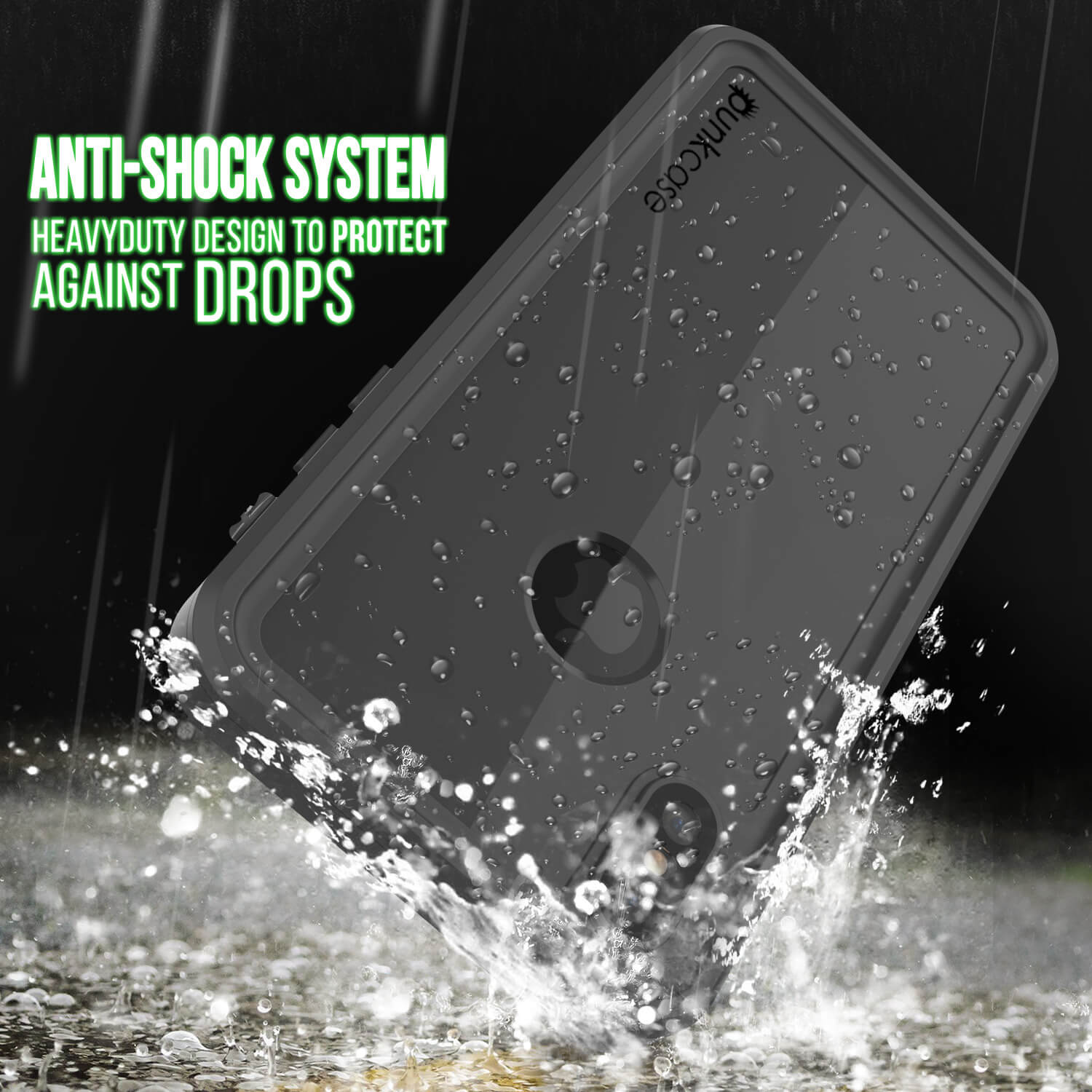 iPhone XS Waterproof IP68 Case, Punkcase [Black] [StudStar Series] [Slim Fit] [Dirtproof]