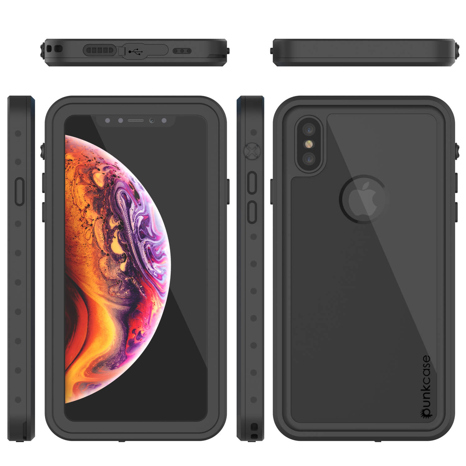iPhone XS Waterproof IP68 Case, Punkcase [Black] [StudStar Series] [Slim Fit] [Dirtproof]