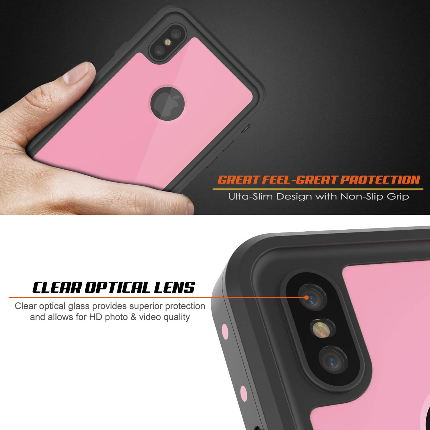 iPhone XS Waterproof IP68 Case, Punkcase [Pink] [StudStar Series] [Slim Fit] [Dirtproof]